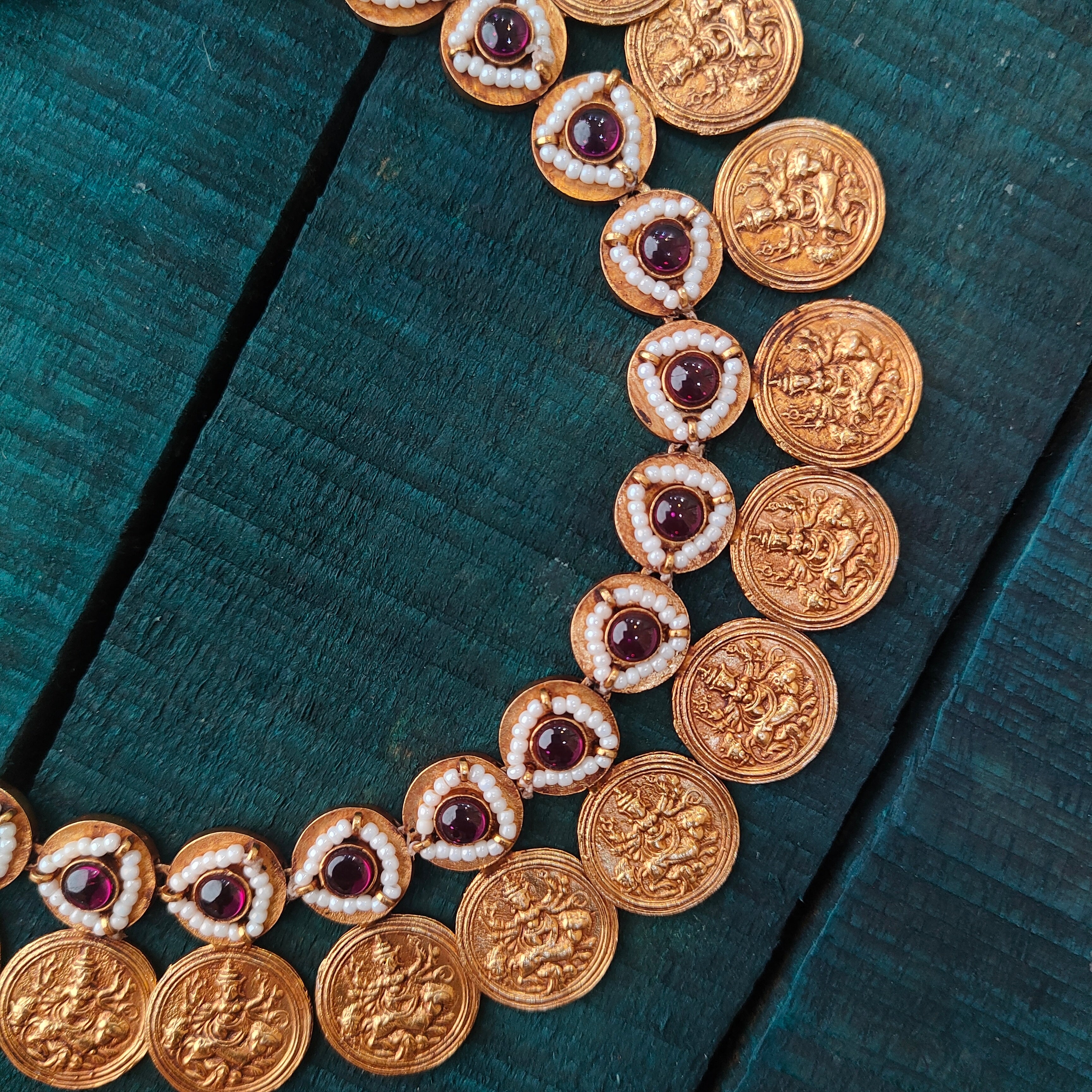 925 Silver Lakshmi Coin Necklace Set -1442