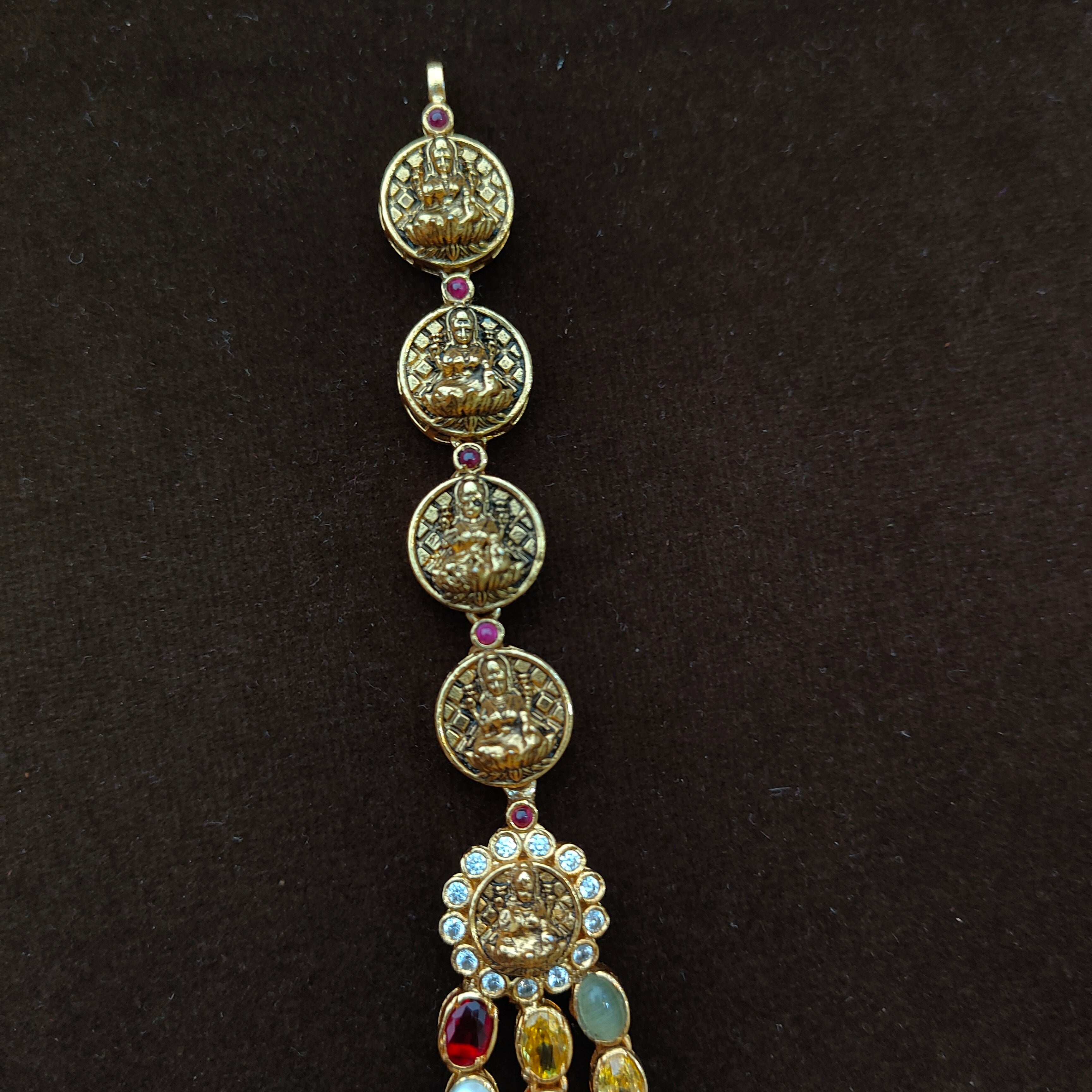 925 Silver Lakshmi Navaratna Necklace set-1460