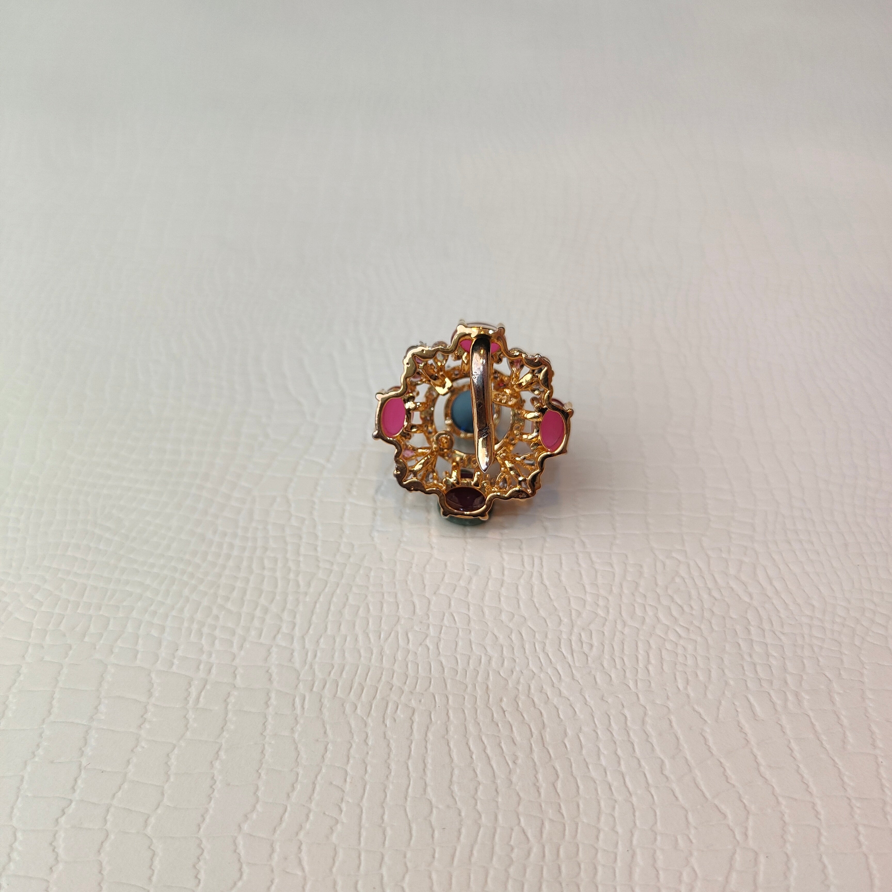 925 Silver Ruby Floral Pendant- 1484