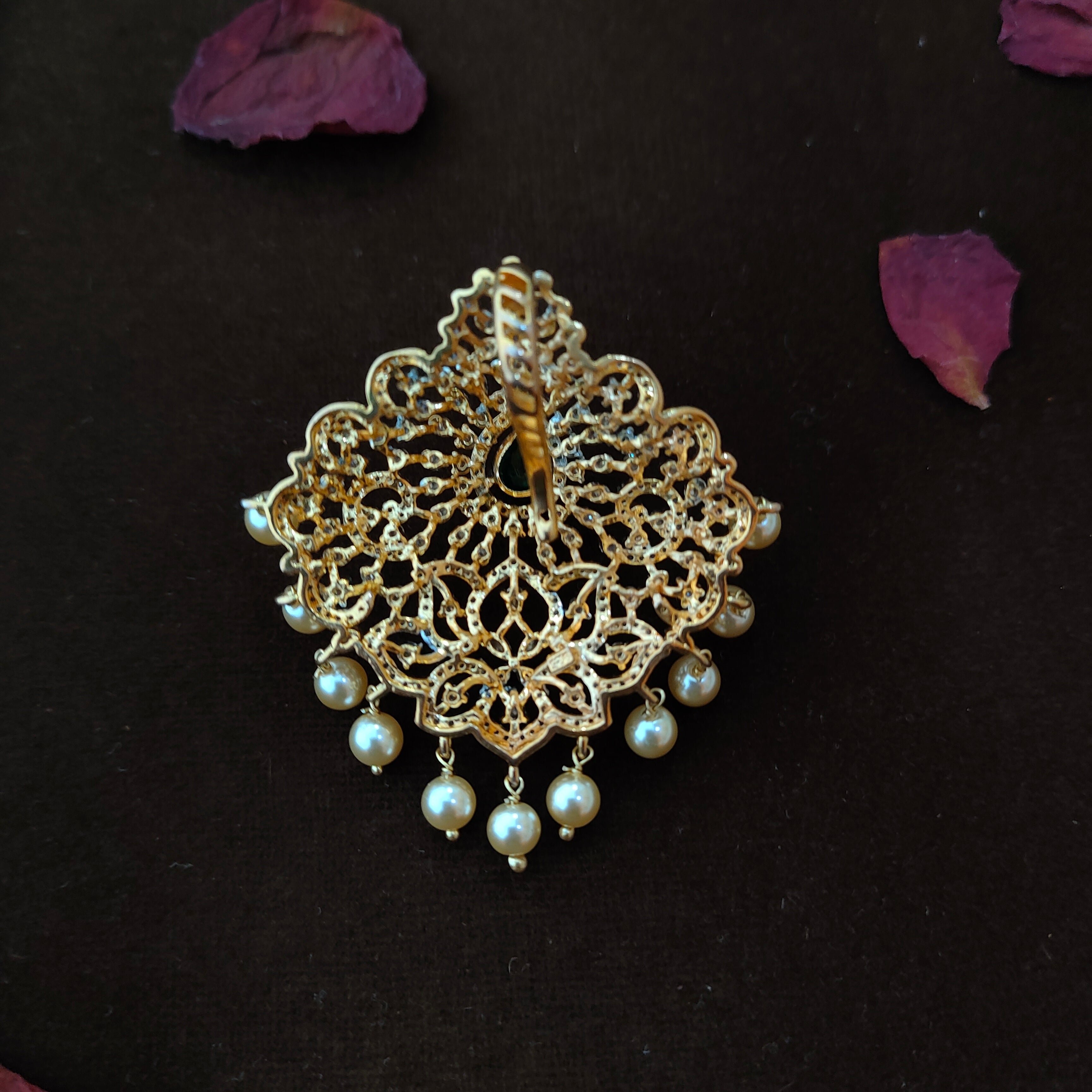 925 Silver Gold Plated CZ Pendant-1363