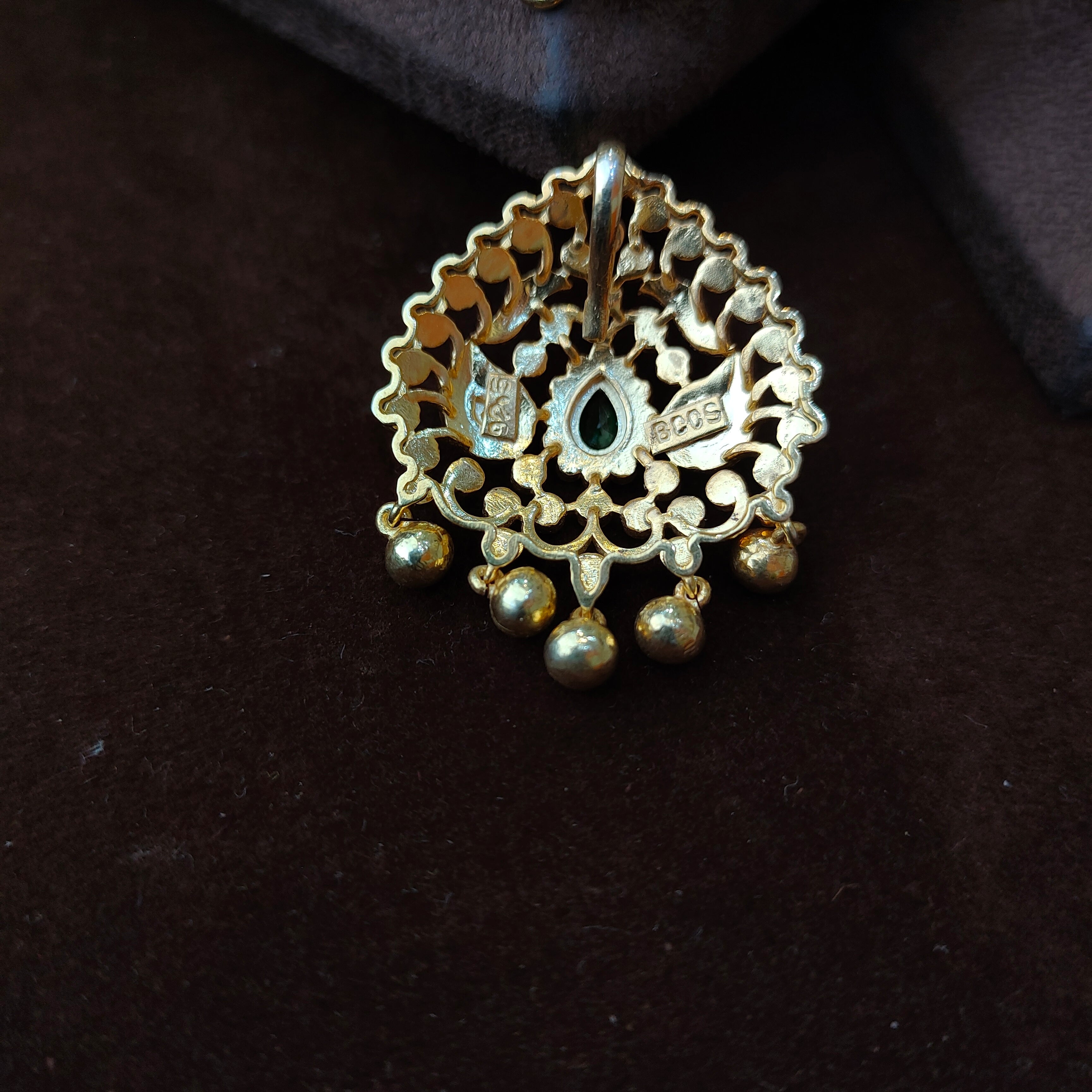 925 Gold plated Padmini Attigai Necklace set-5559 - ( MADE TO ORDER )