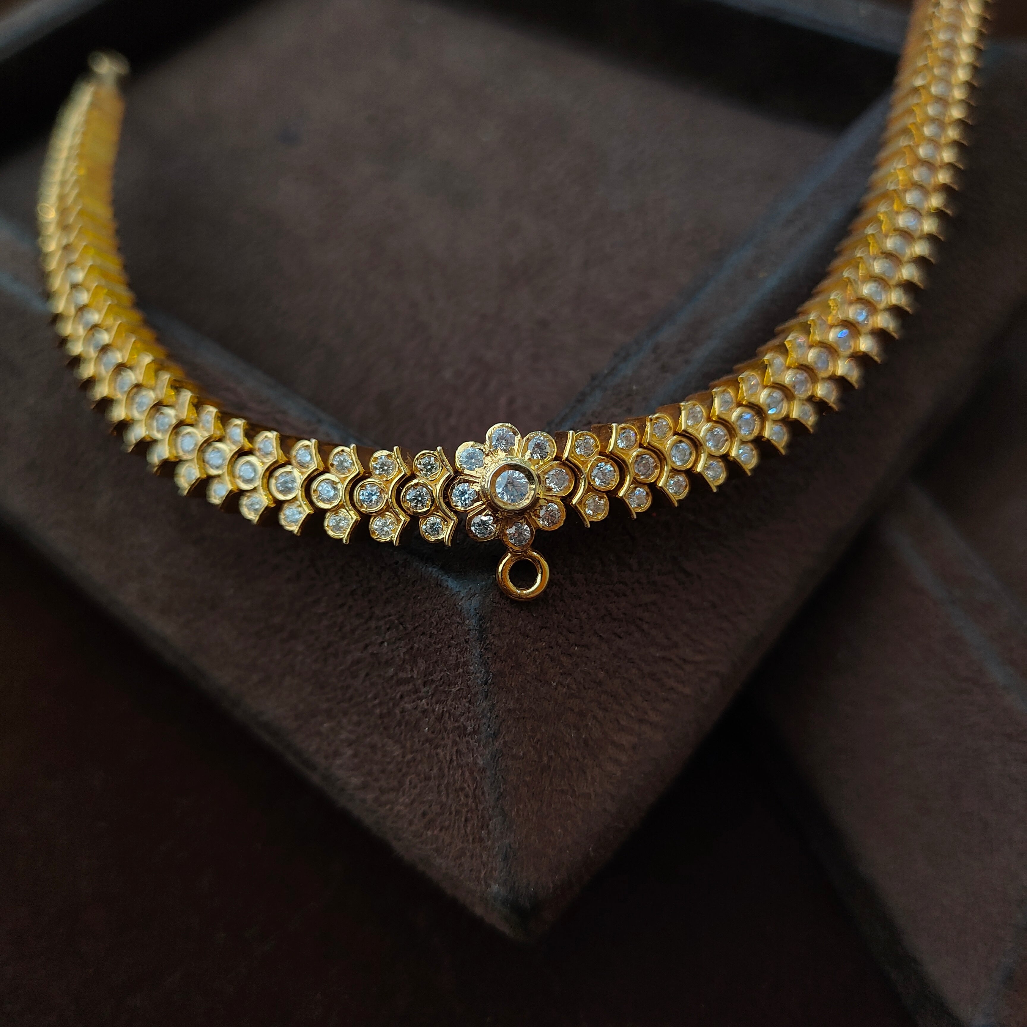 925 Gold plated Padmini Attigai Necklace set-5562 (MADE TO ORDER)