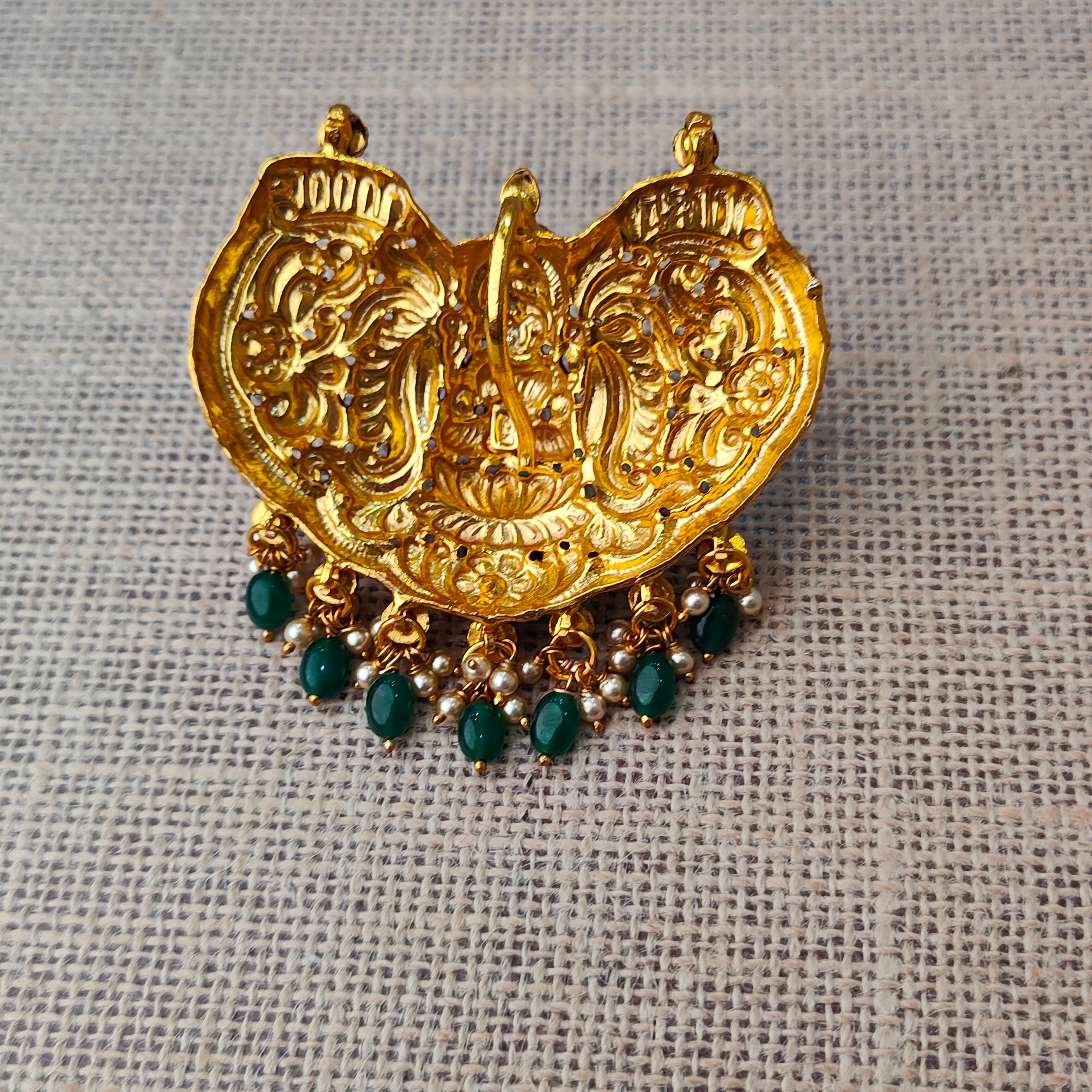 925 Silver Gold plated Nakshi Pendant-5588