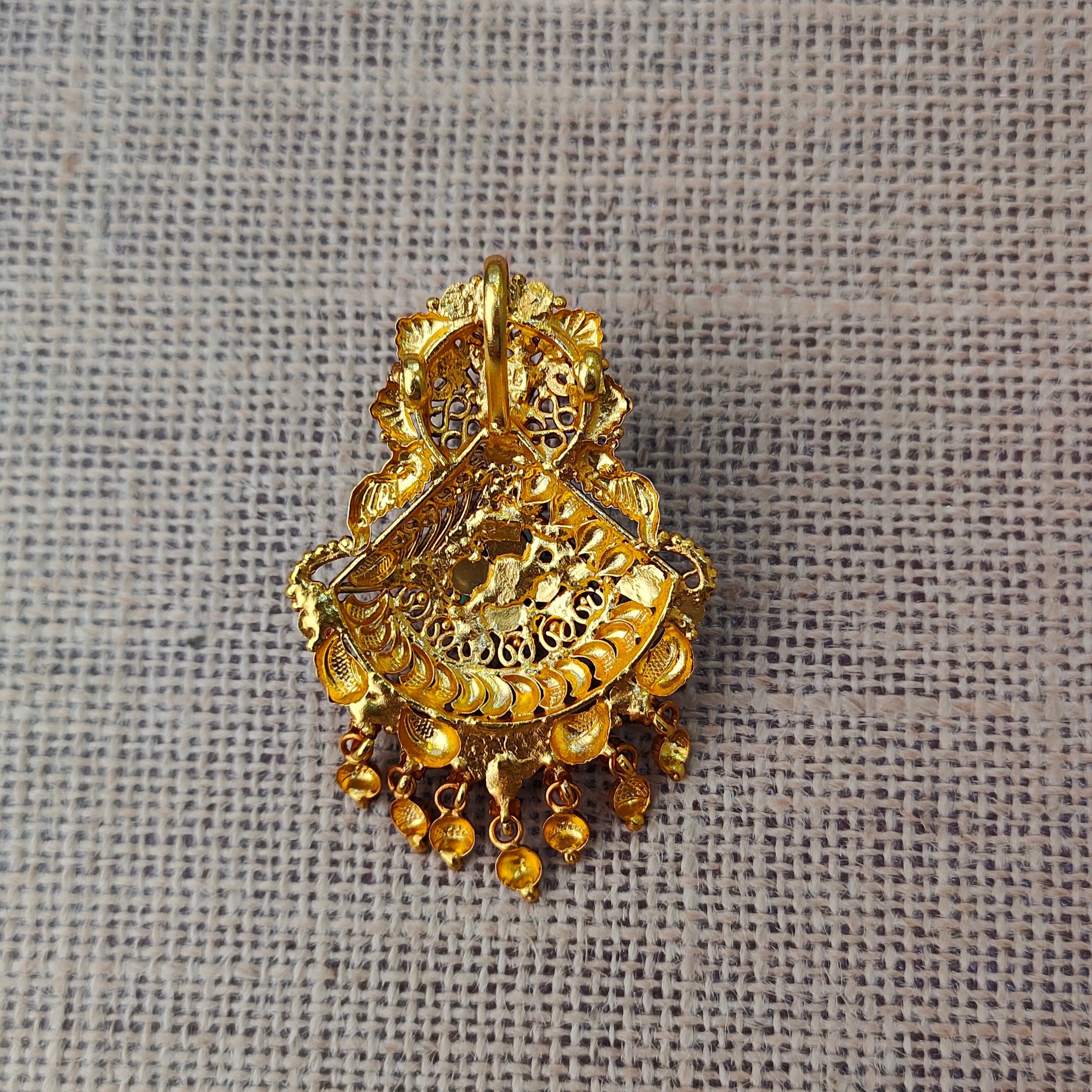 925 Silver Gold plated Nakshi Pendant- 5581