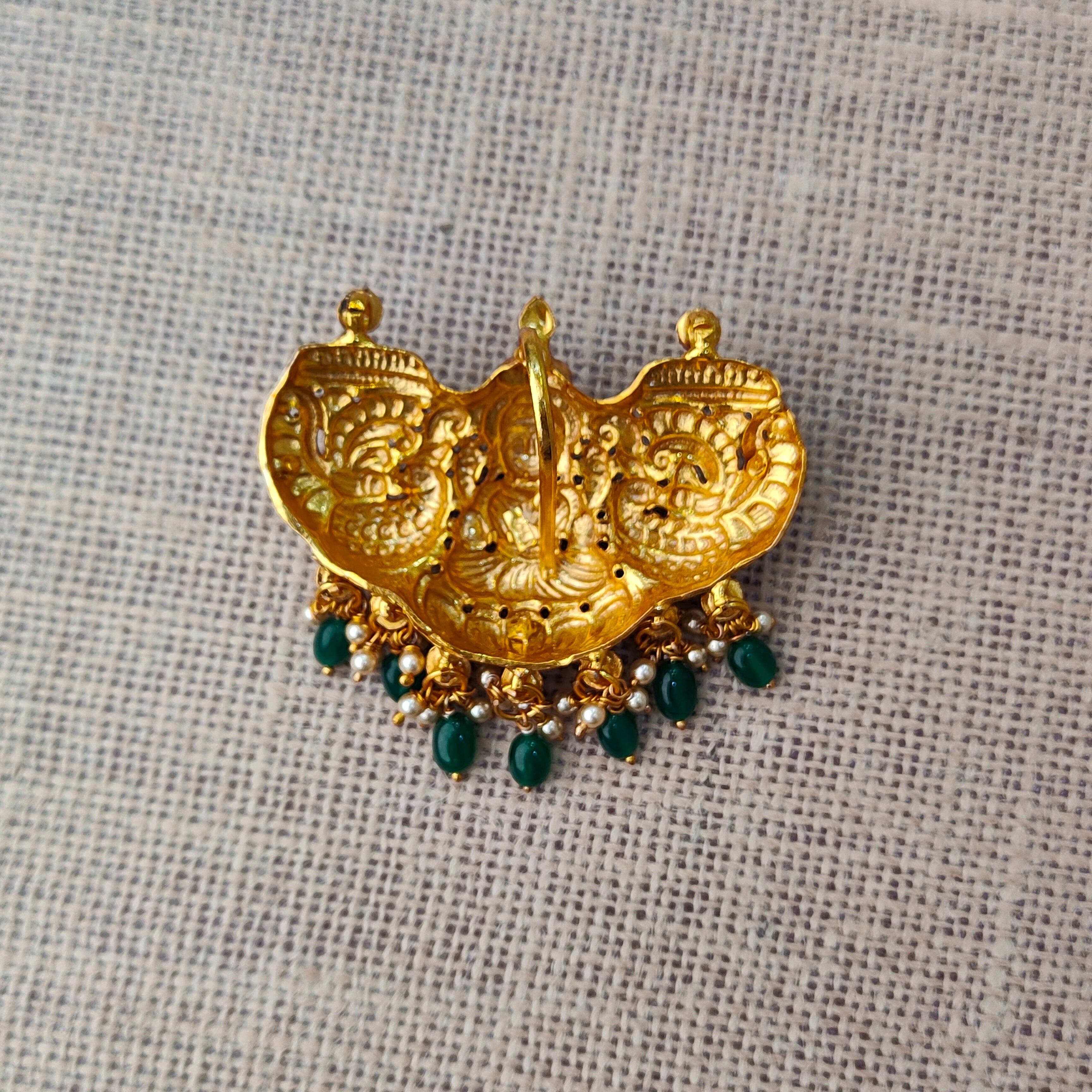 925 Silver Gold plated Nakshi Pendant-5585