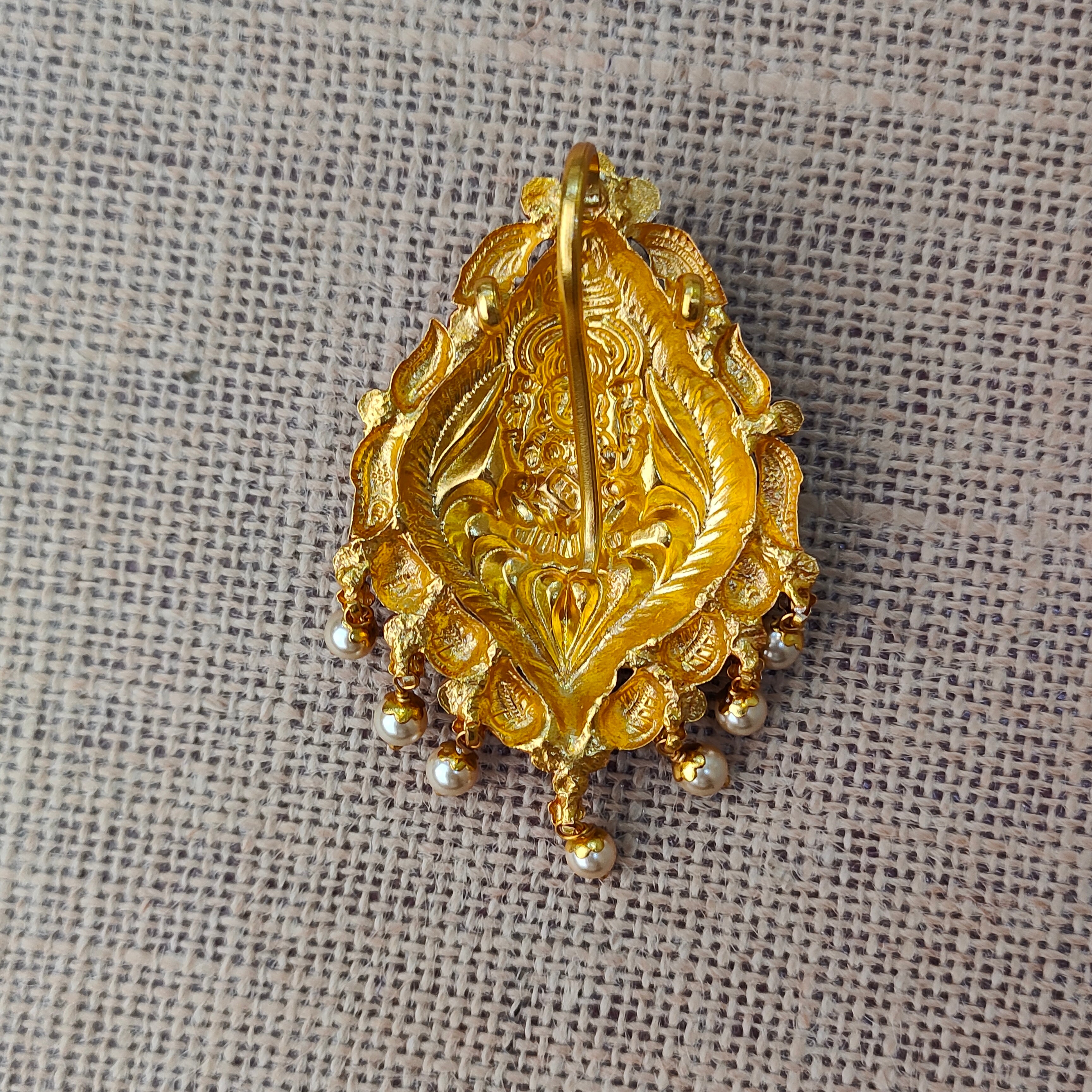 925 Silver Gold plated Nakshi Pendant-5586