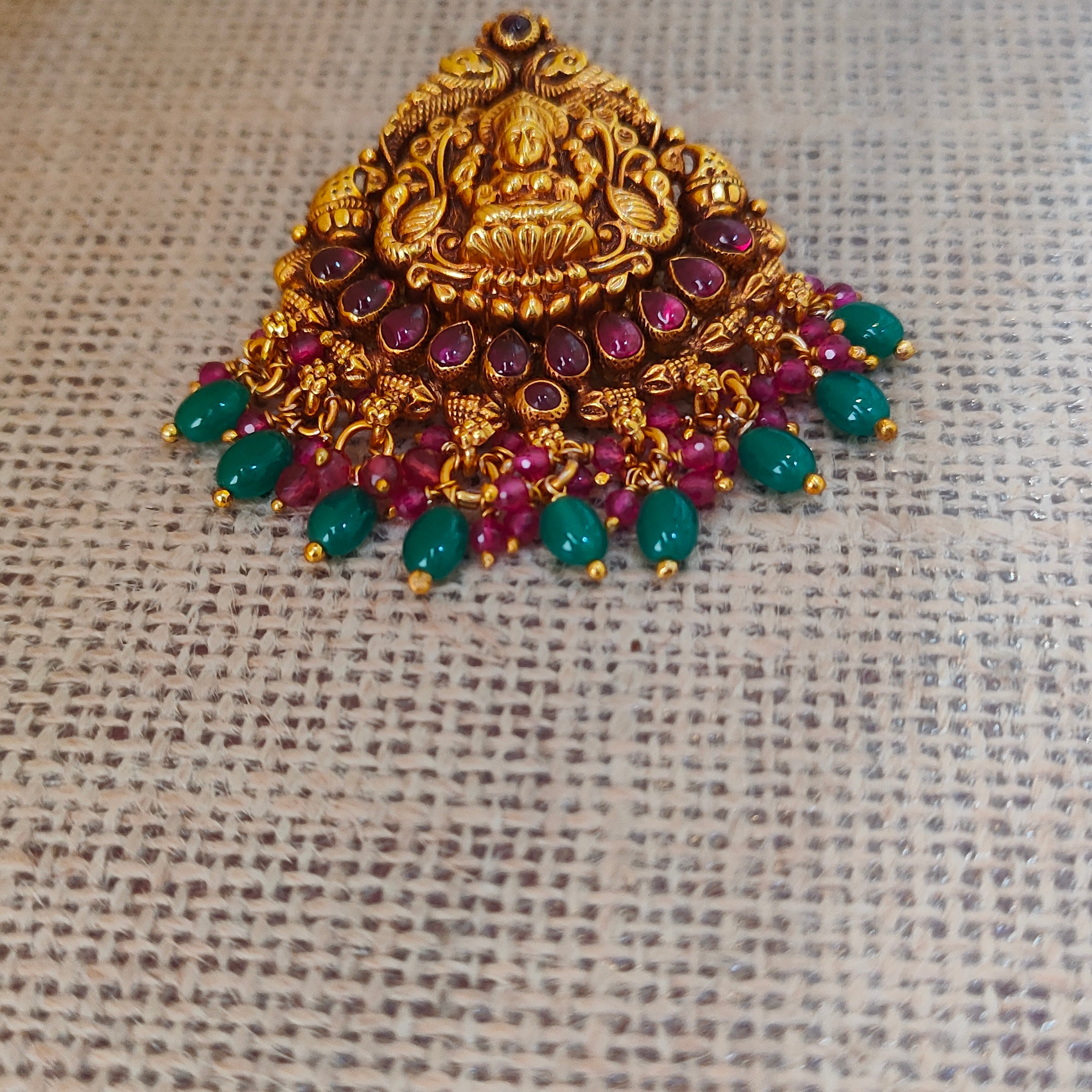 925 Silver Gold plated Nakshi Pendant-5580