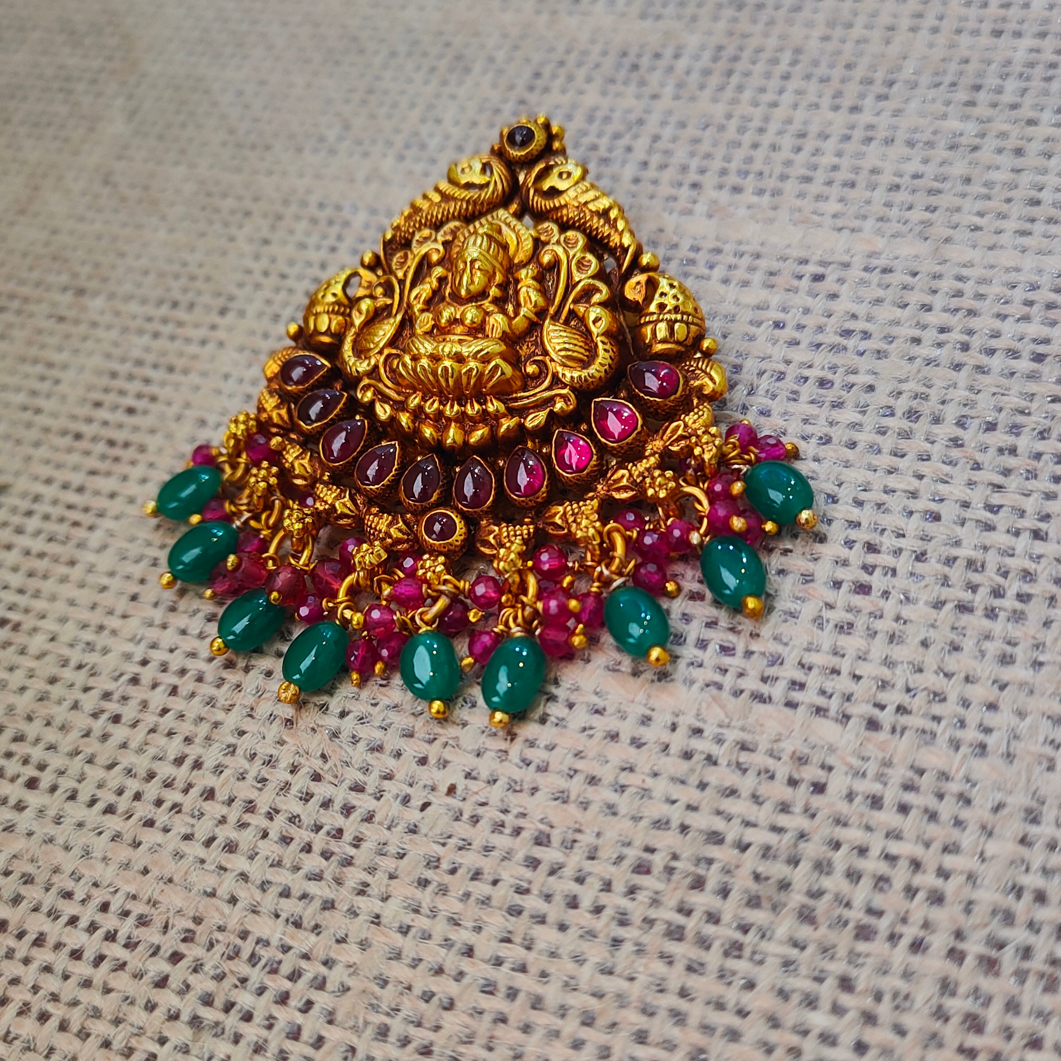 925 Silver Gold plated Nakshi Pendant-5580