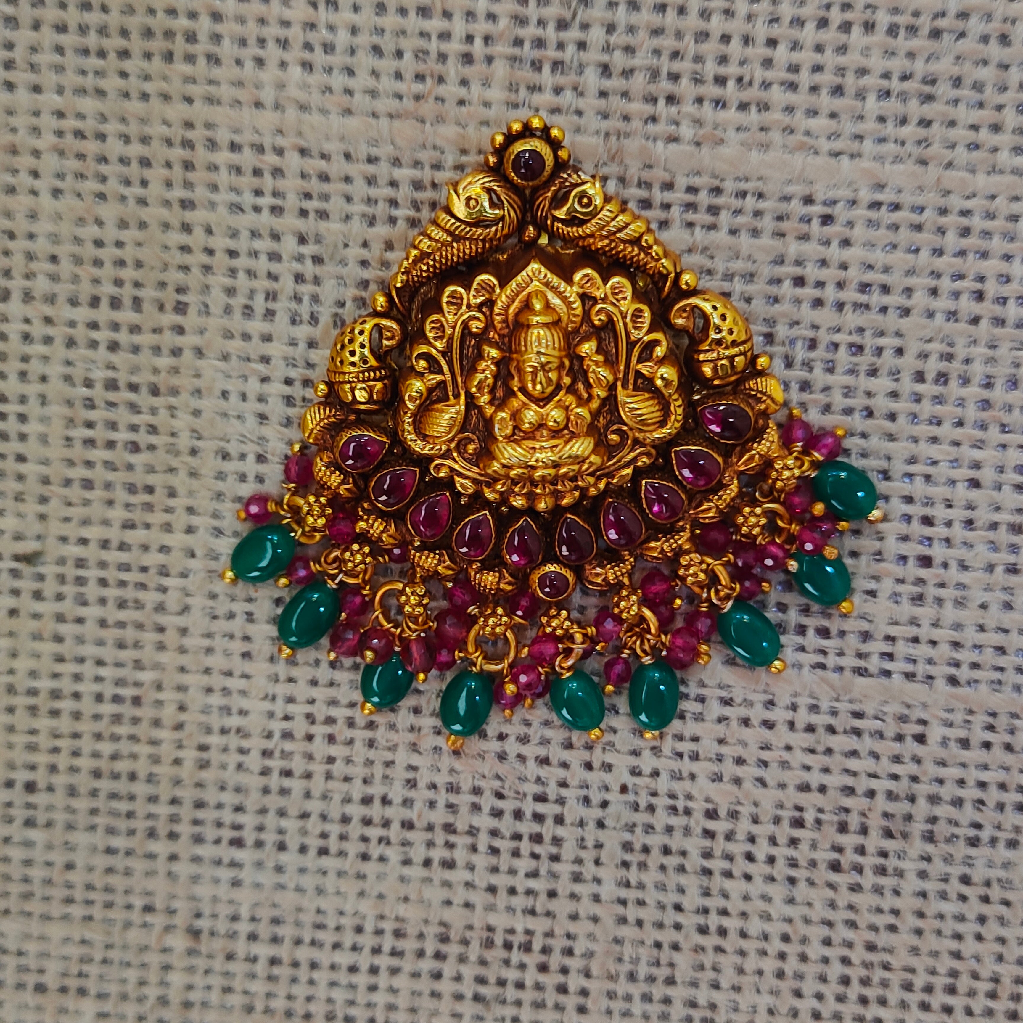 925 Silver Gold plated Nakshi Pendant-5580