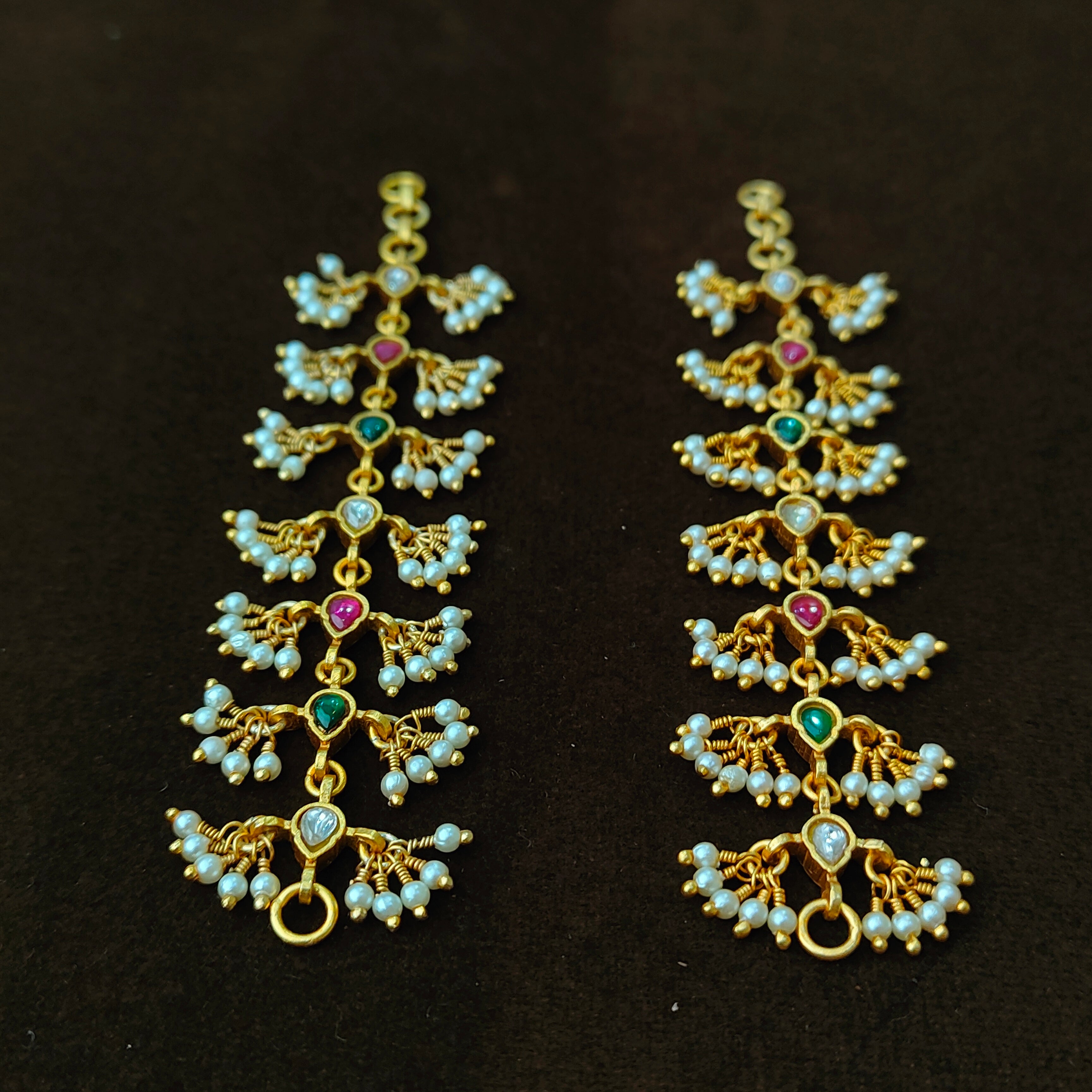 925 Silver Gold Plated Beads Earchain - 5567