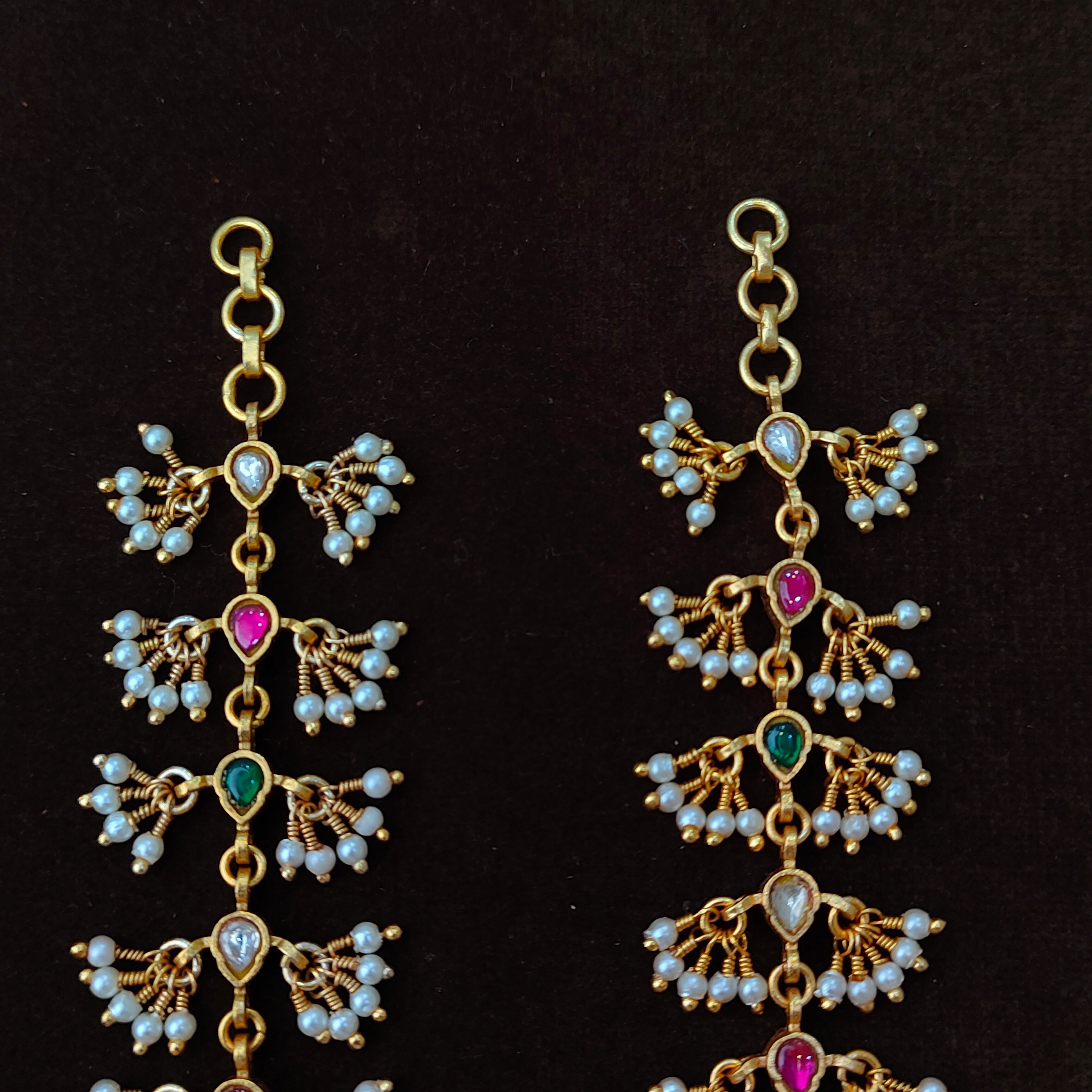 925 Silver Gold Plated Beads Earchain - 5567