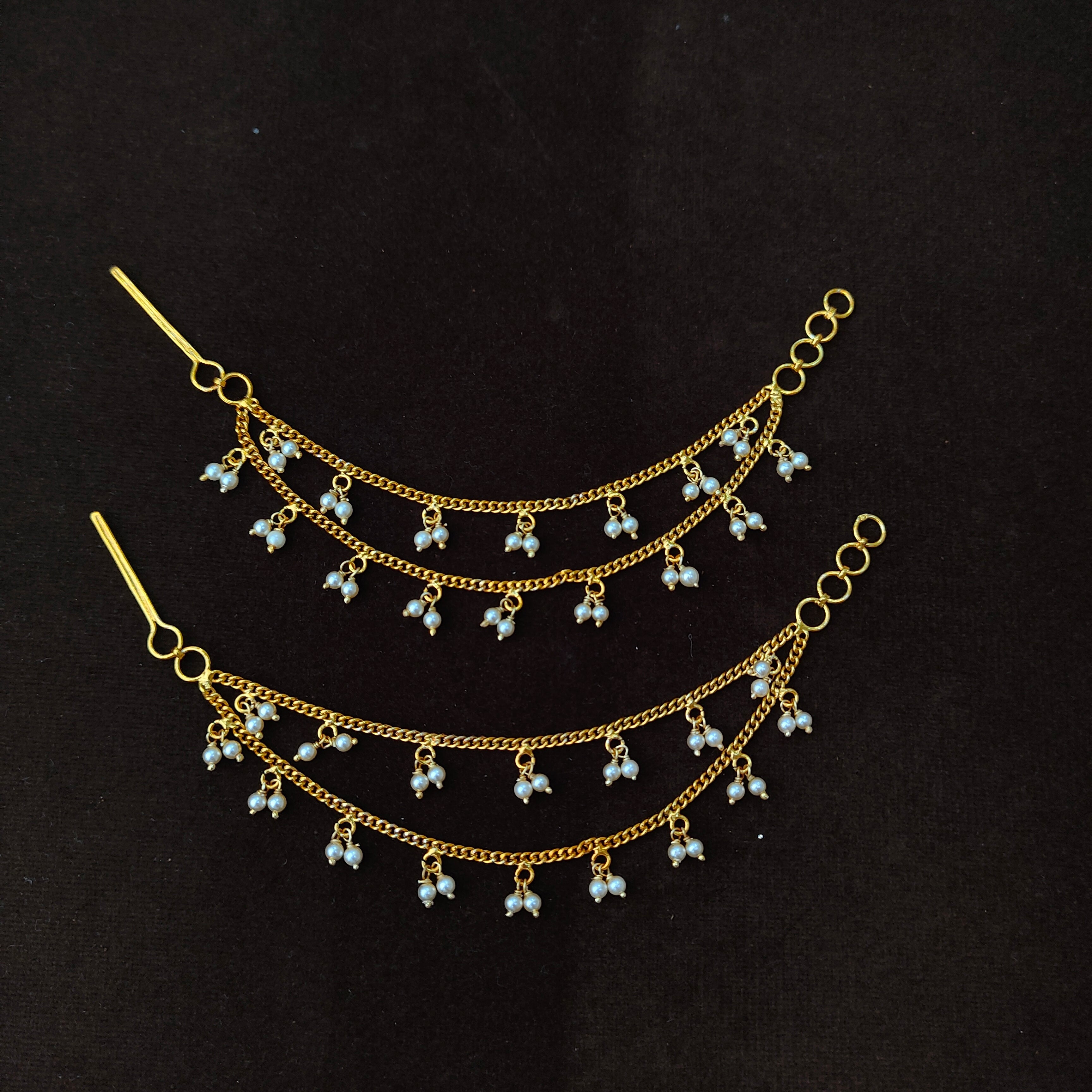 925 Silver Gold Plated Beads Earchain 5570