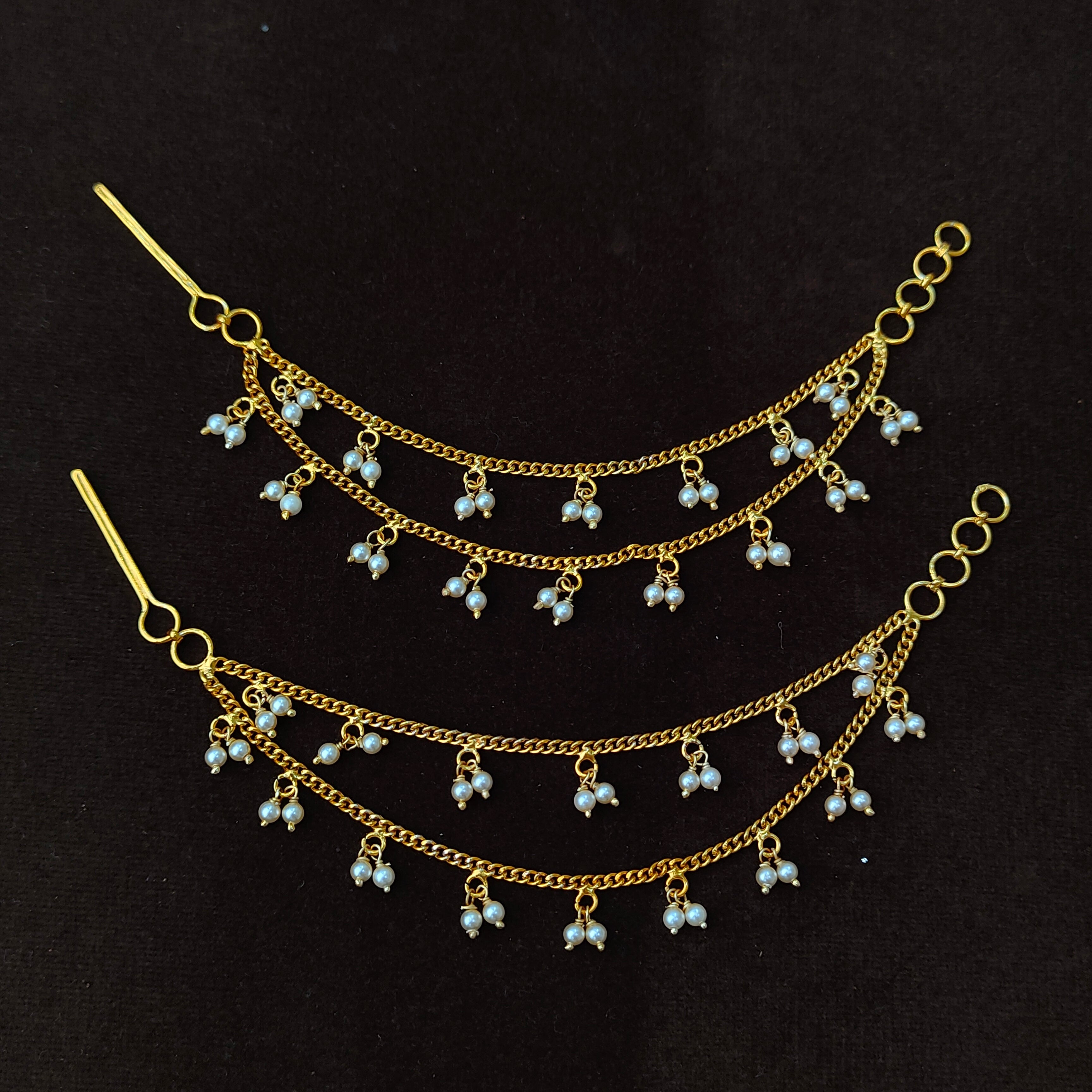 925 Silver Gold Plated Beads Earchain 5570