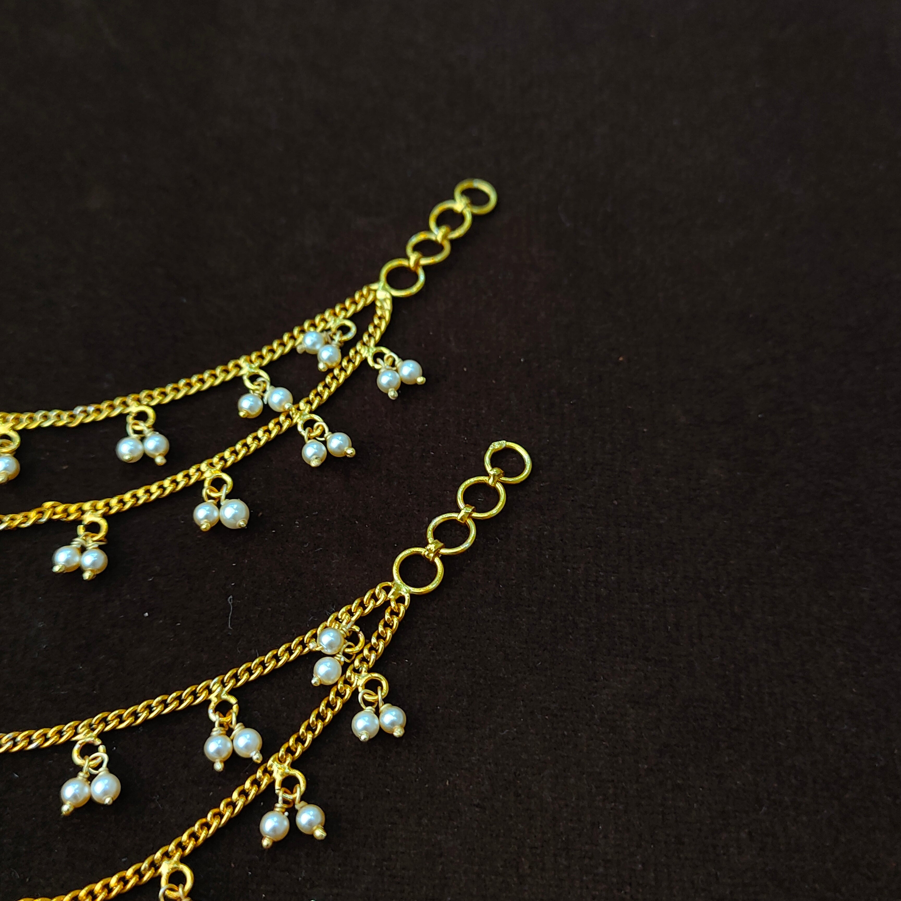 925 Silver Gold Plated Beads Earchain 5570