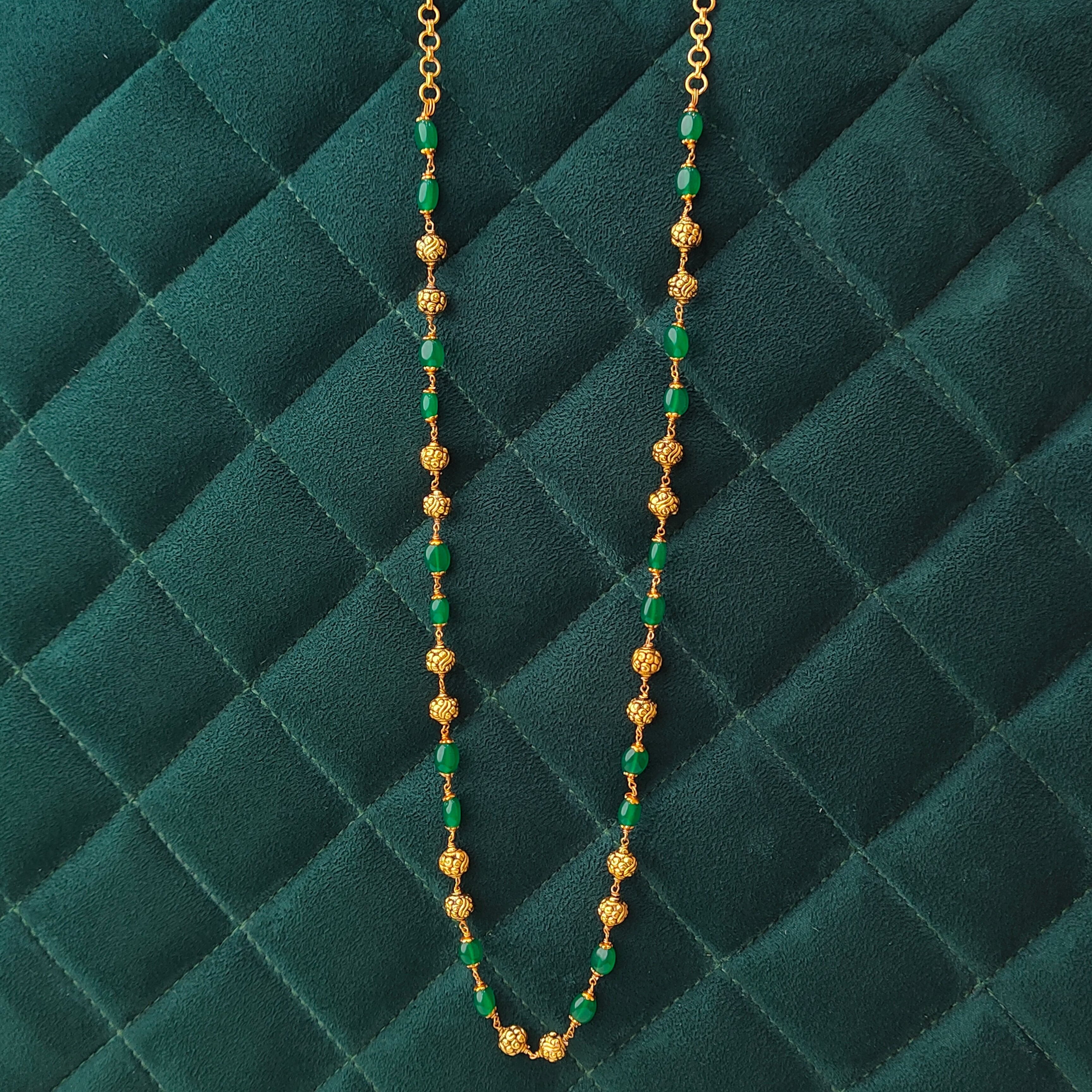 925 Silver Gold Plated Beads Mala -5593