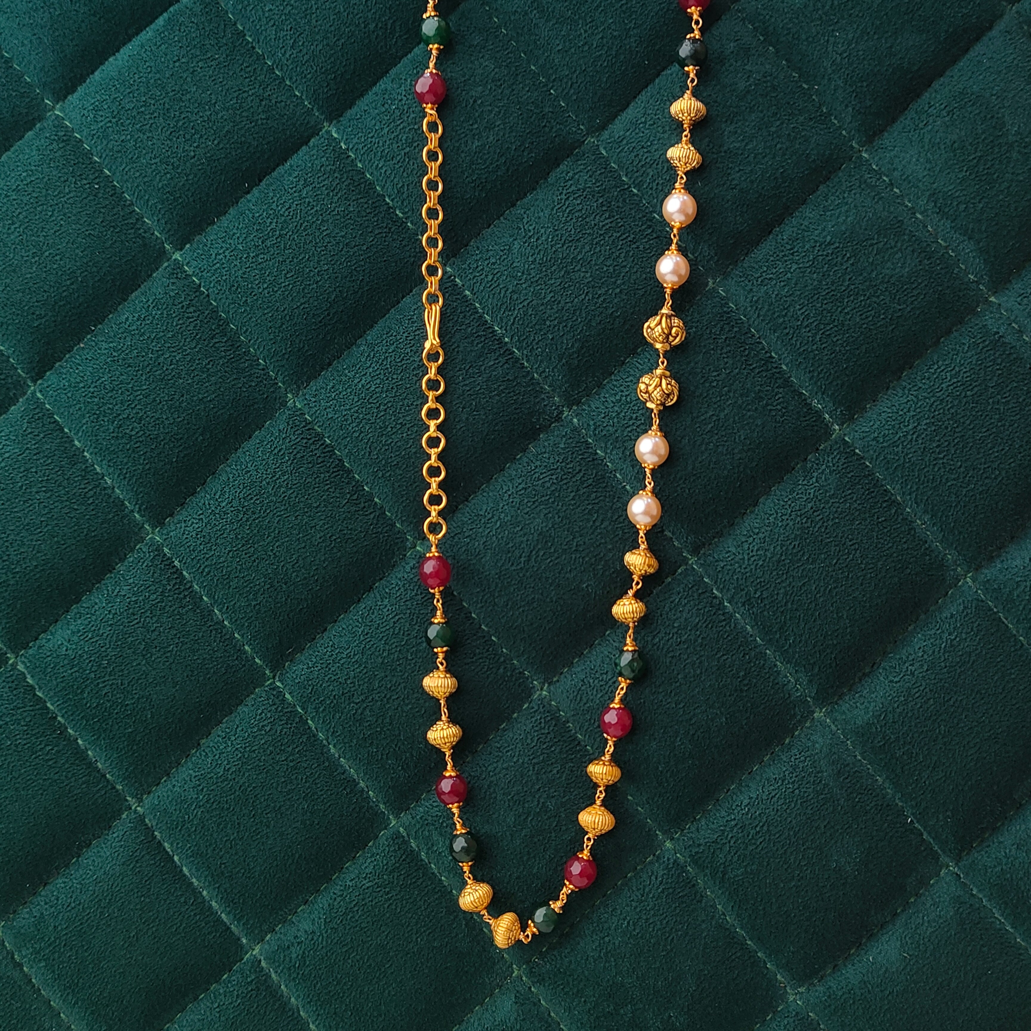 925 Silver Gold Plated Beads Mala -5591