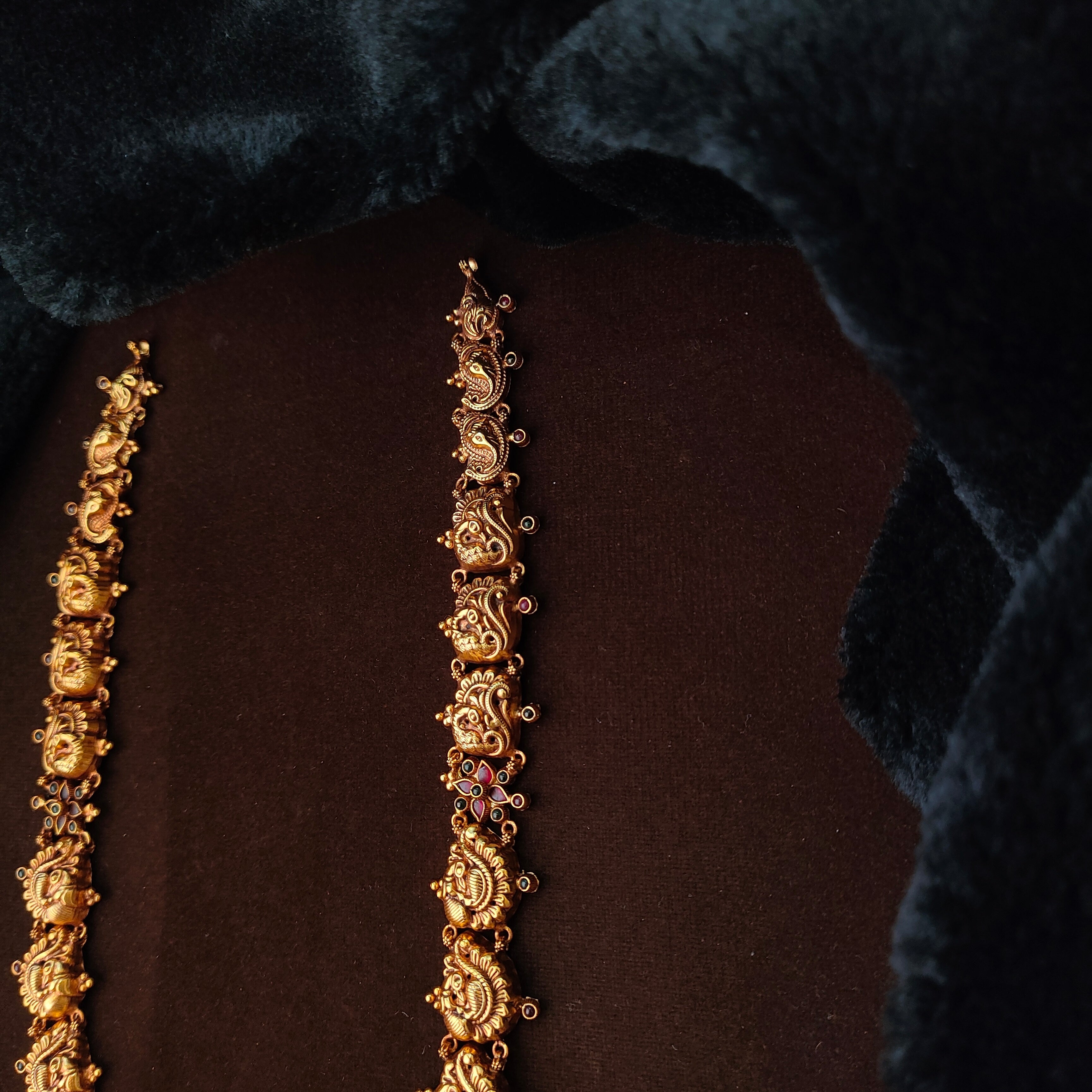 925 Silver Gold Plated Nakshi Haram -5610