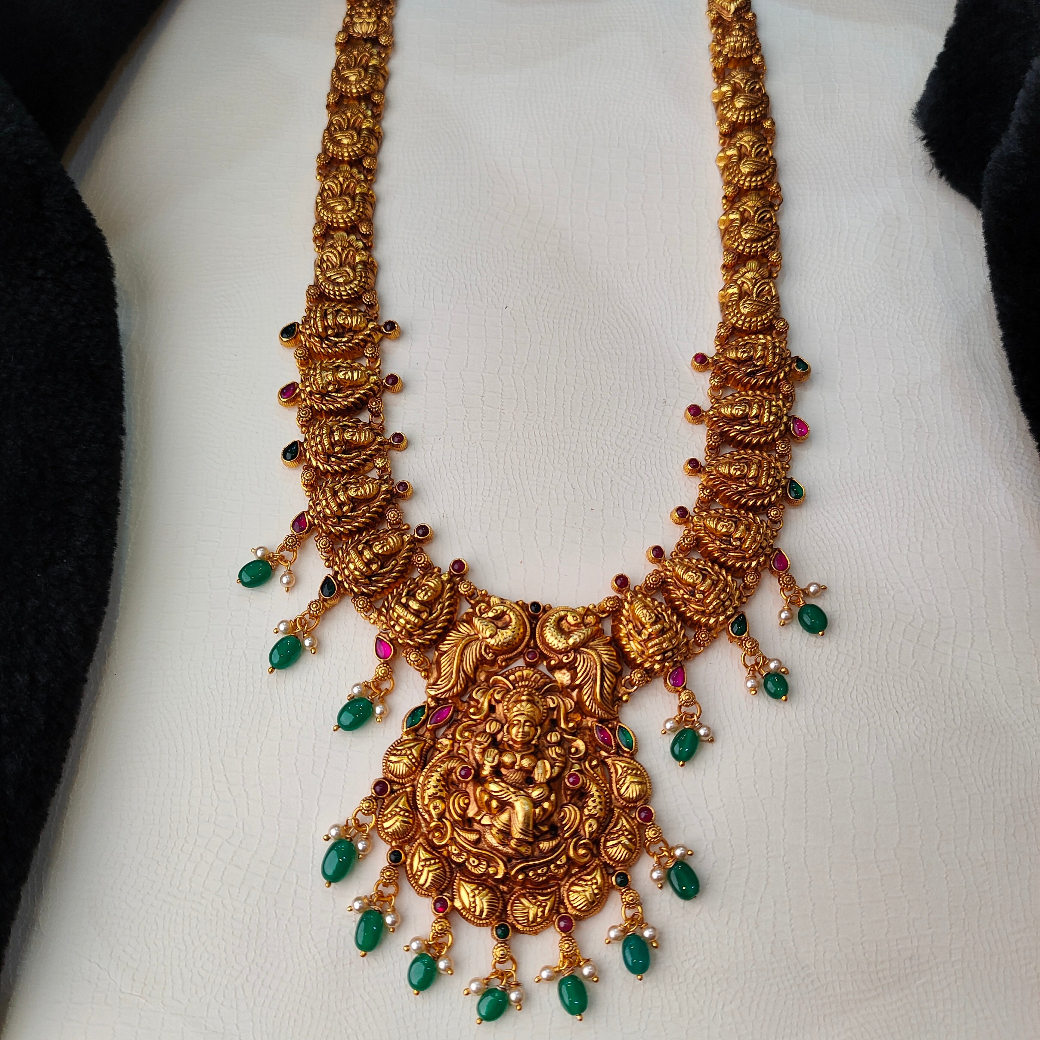 925 Silver Gold Plated Nakshi Haram-5611