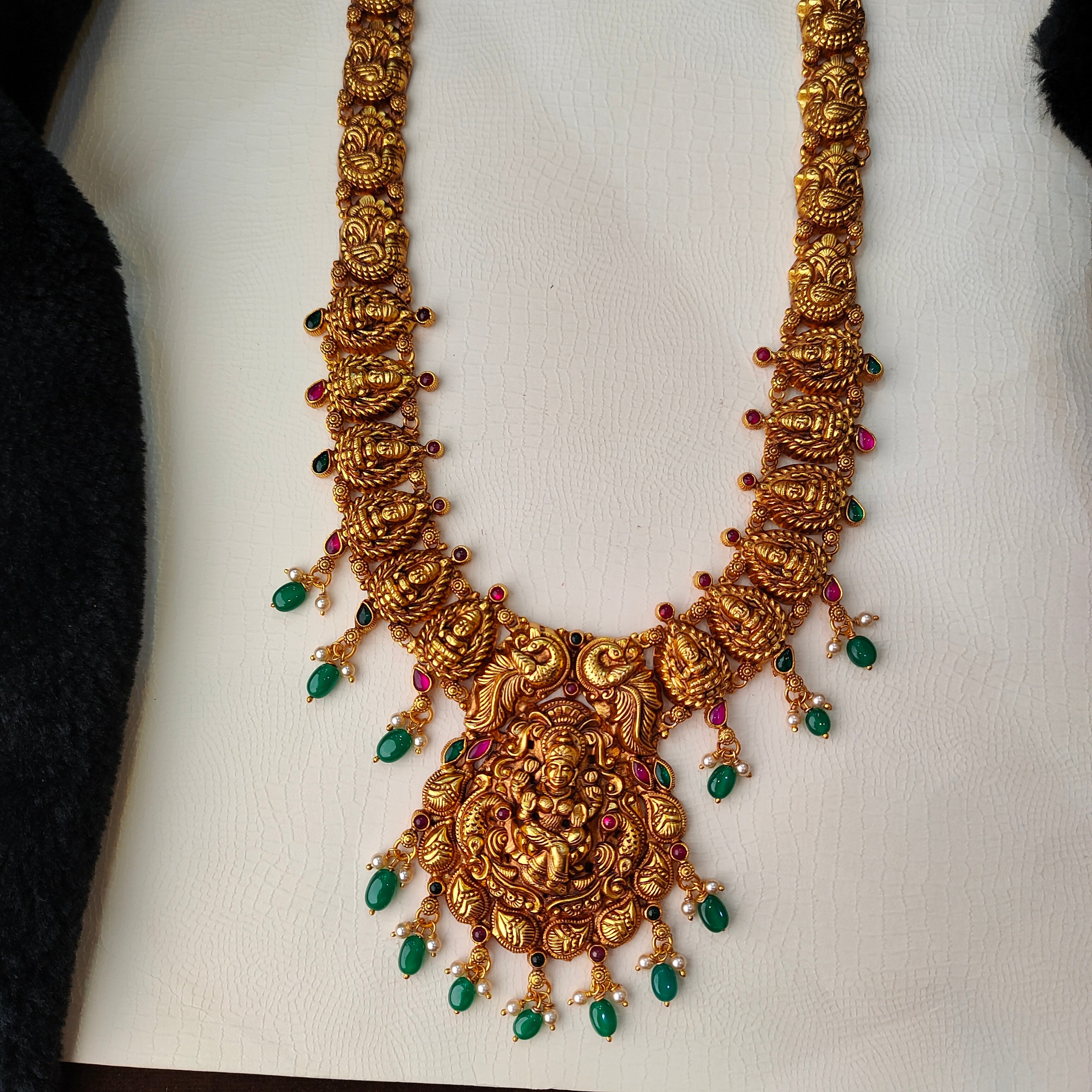 925 Silver Gold Plated Nakshi Haram-5611