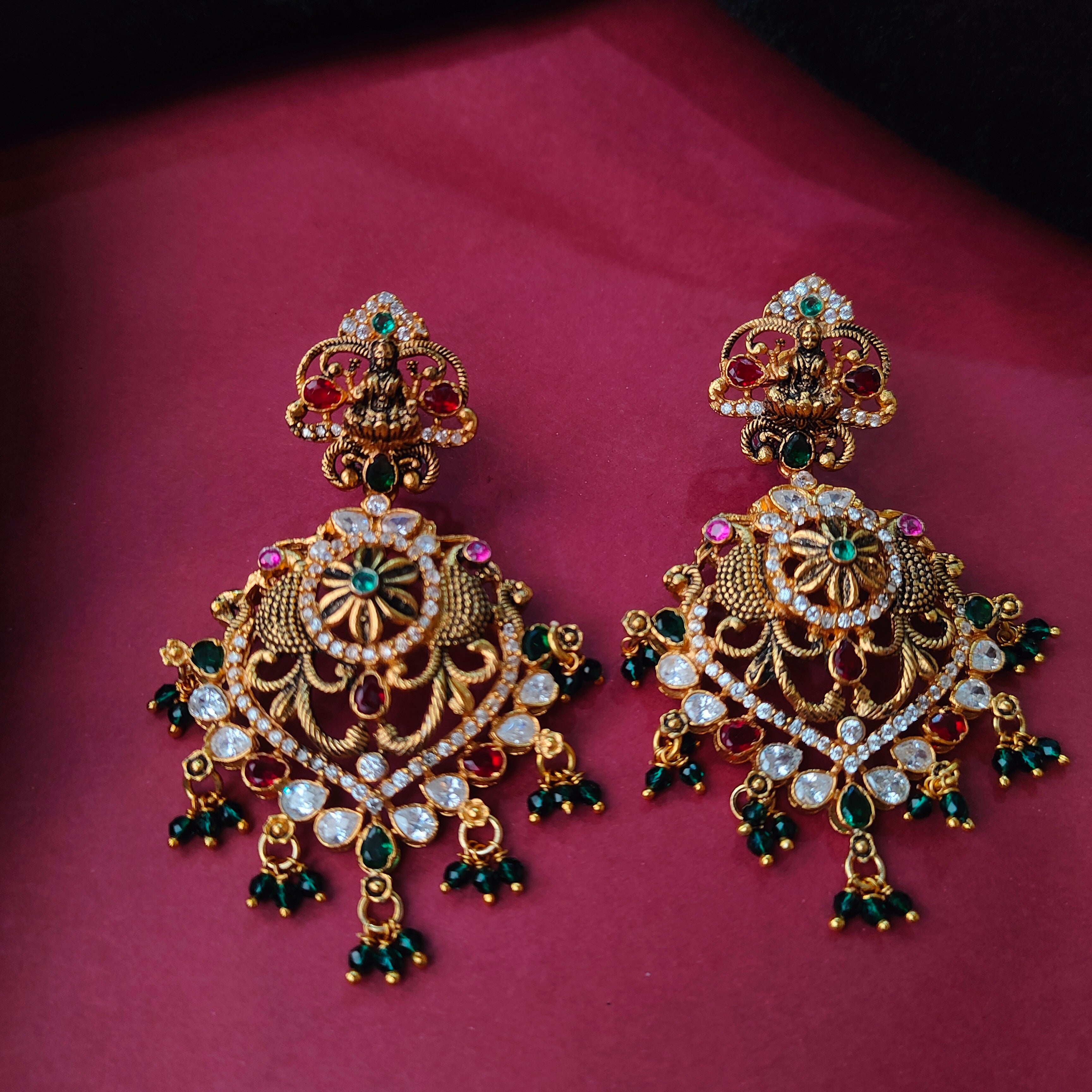 925 Silver Gold plated Lakshmi Chandbali -0066