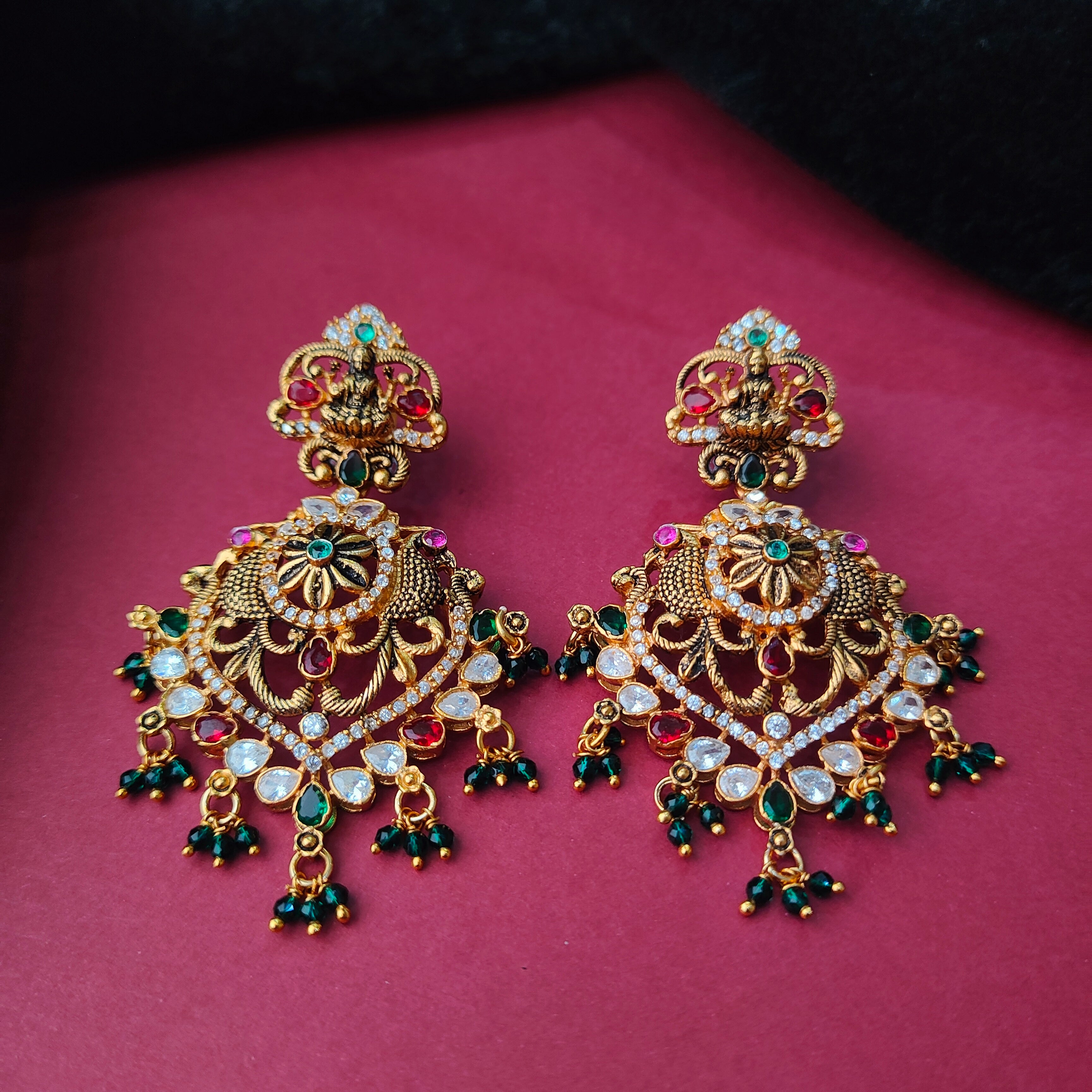 925 Silver Gold plated Lakshmi Chandbali -0066