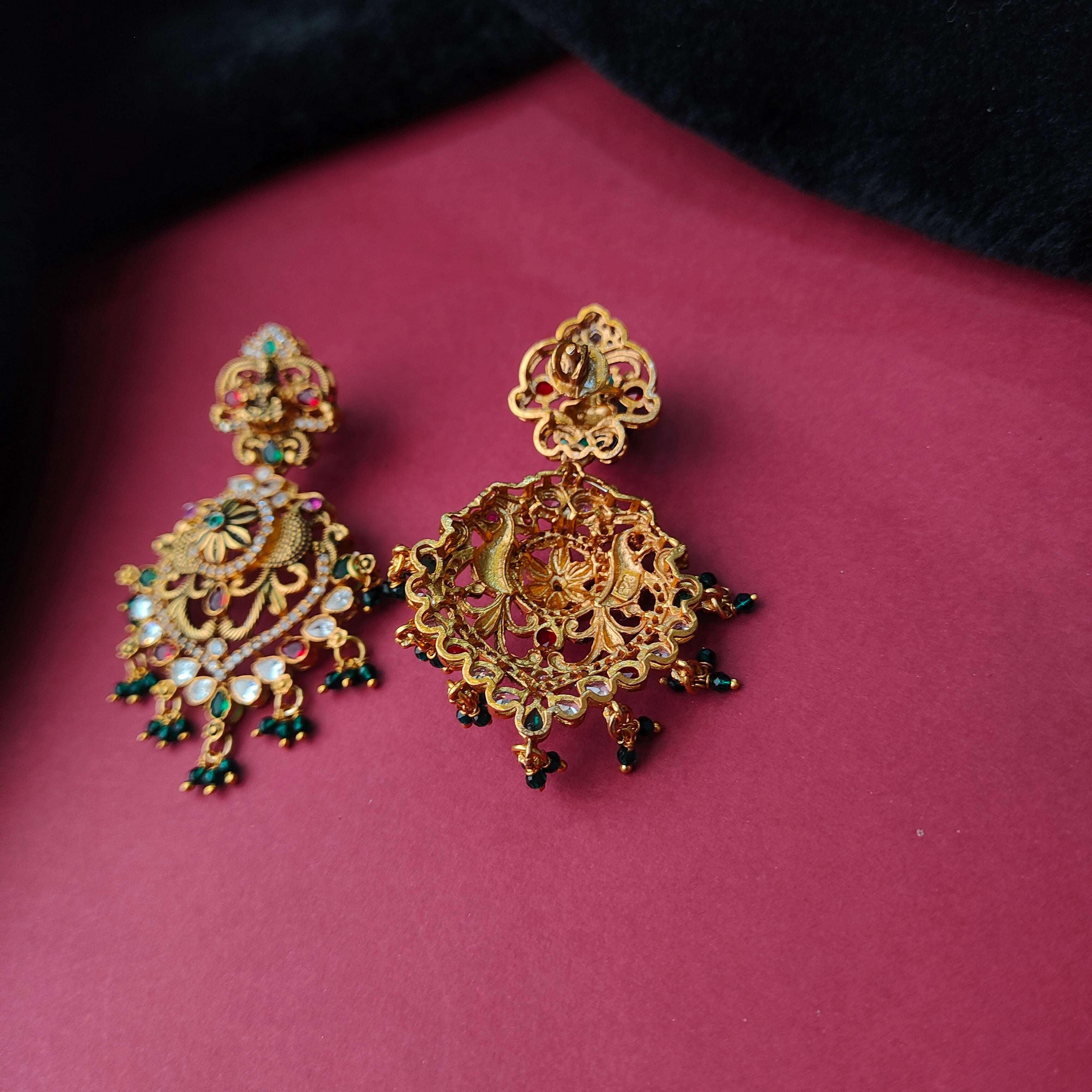 925 Silver Gold plated Lakshmi Chandbali -0066