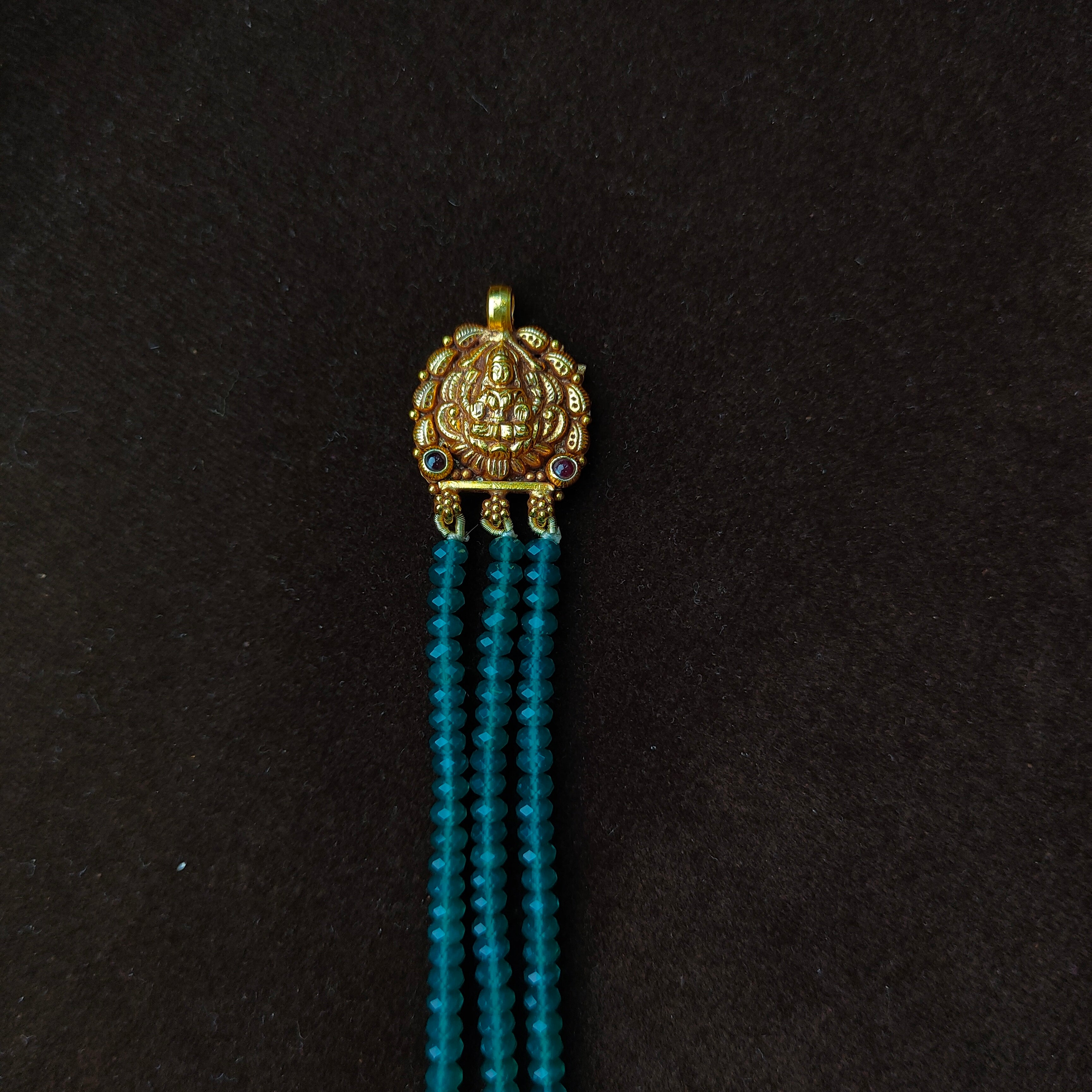 925 Silver Gold Plated Nakshi Beads Haram -1211