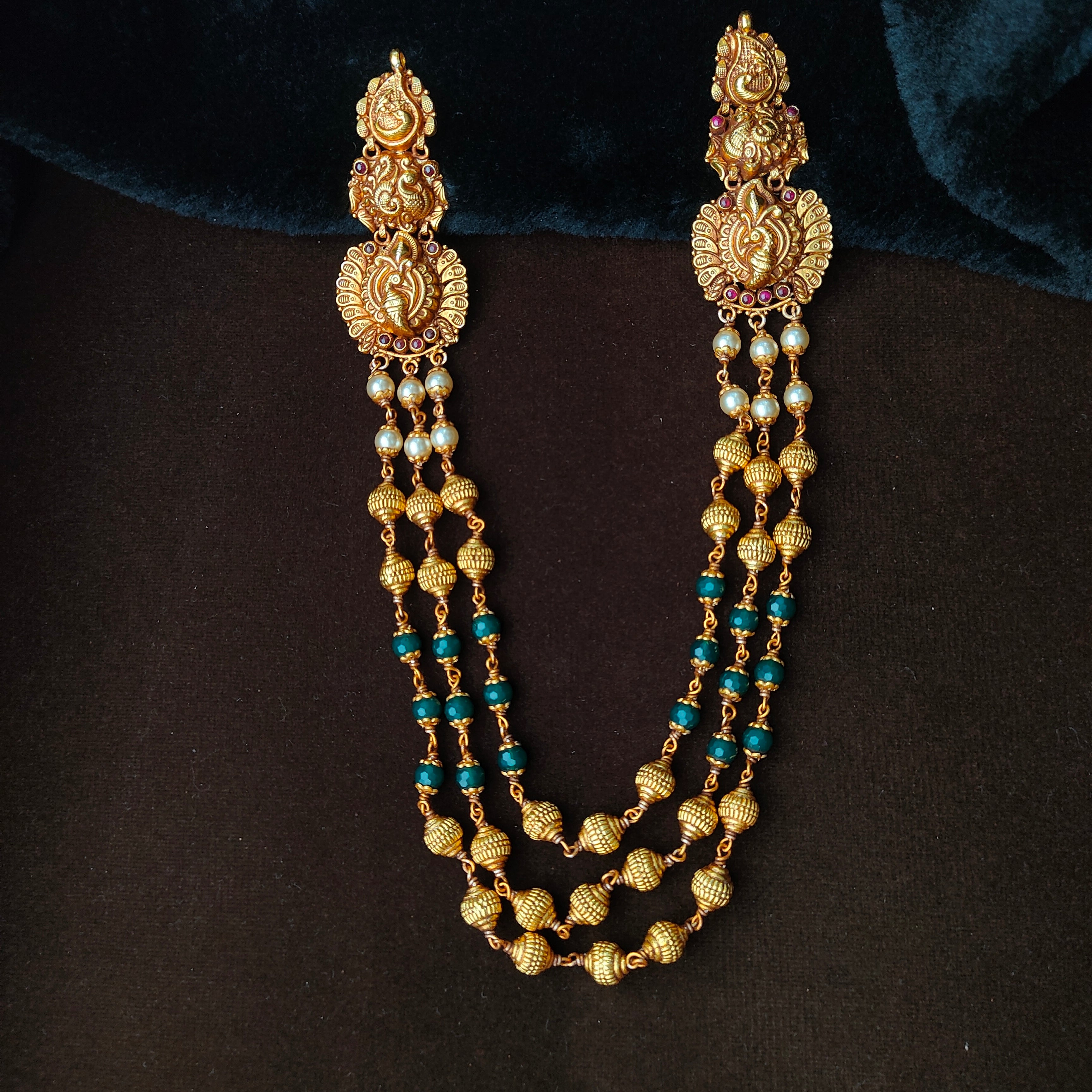 925 Silver Gold Plated Short Haram -0031