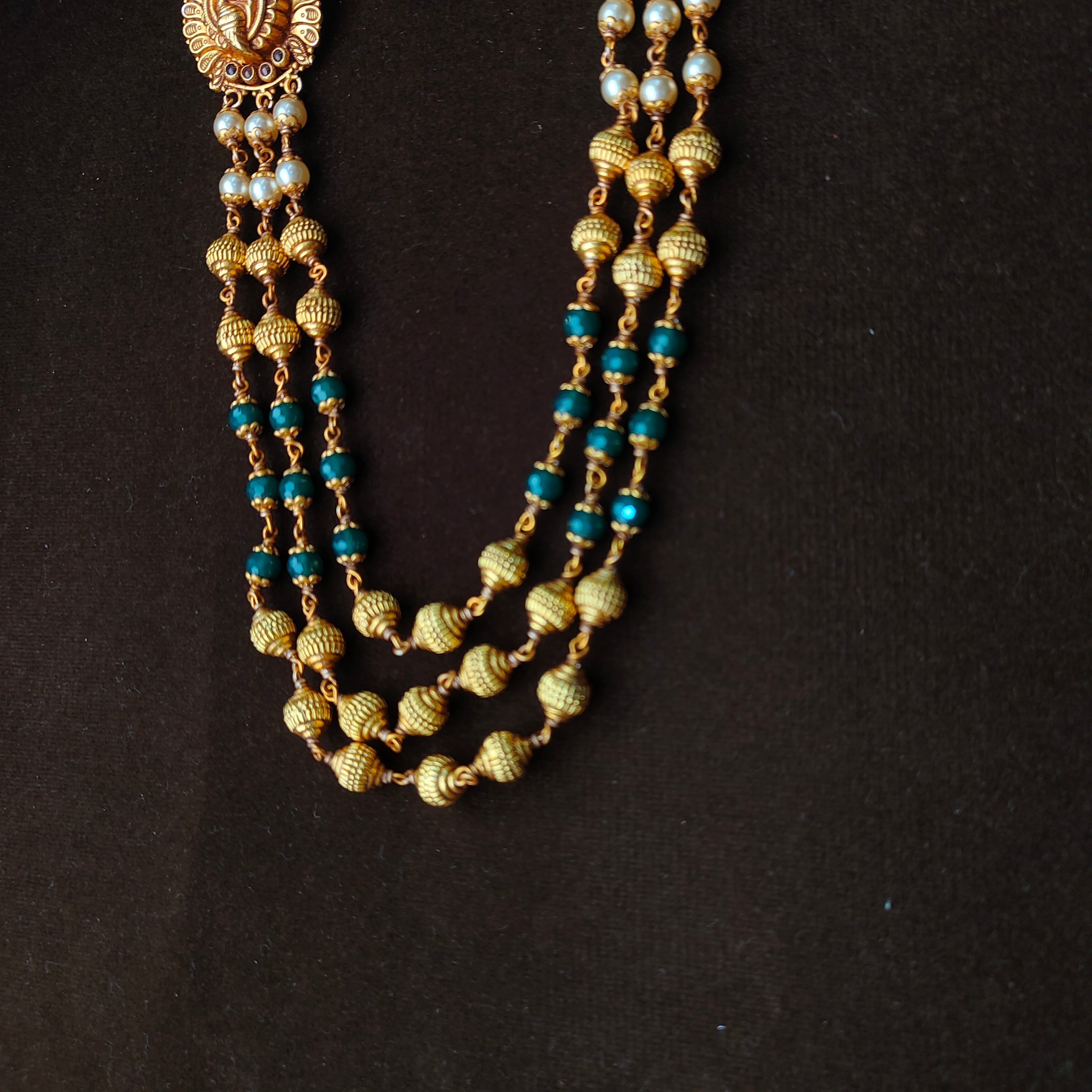 925 Silver Gold Plated Short Haram -0031