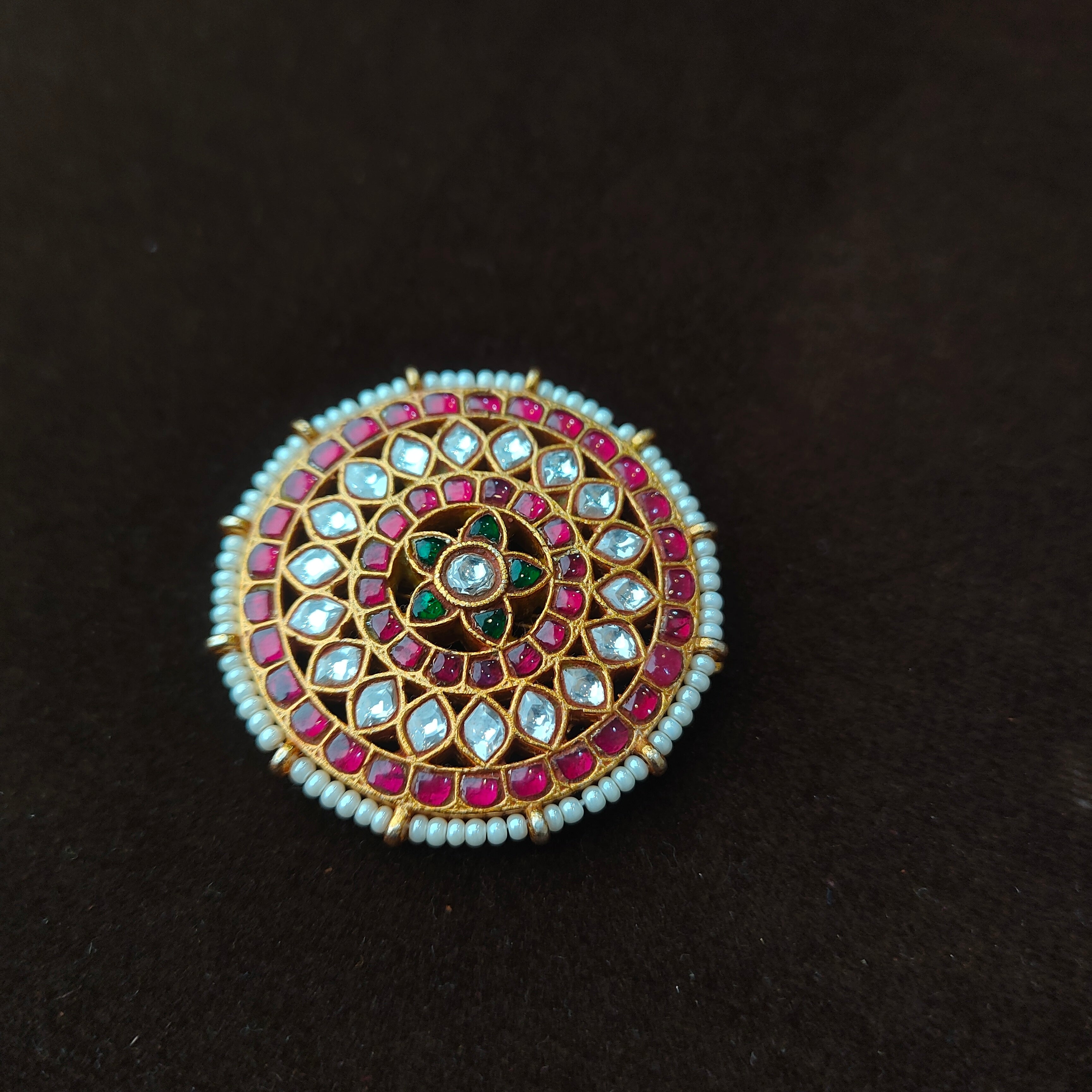 92.5 Silver Kundan Surya Hair Mop-0050