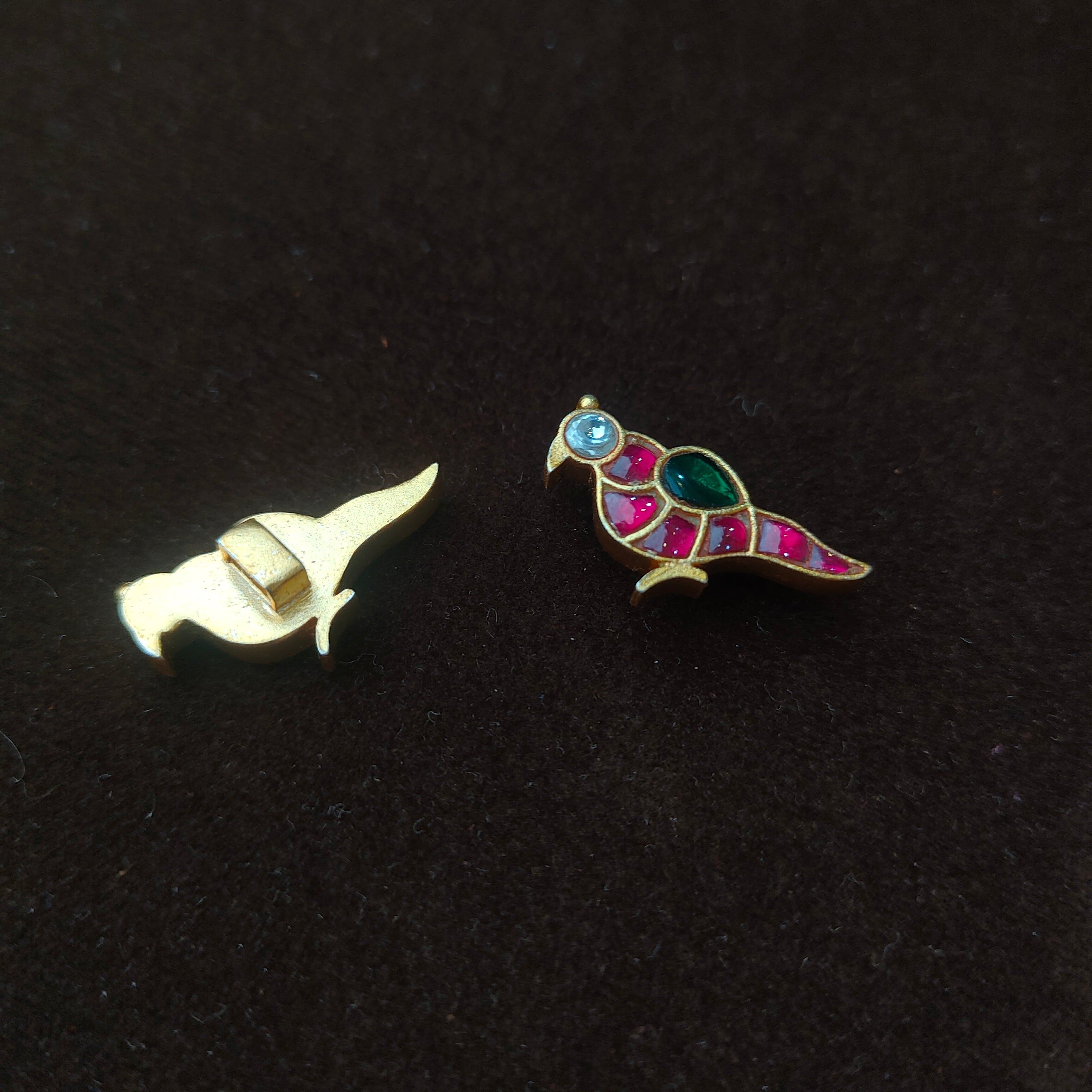 92.5 Silver Kundan Parrot Hair Mop-0045