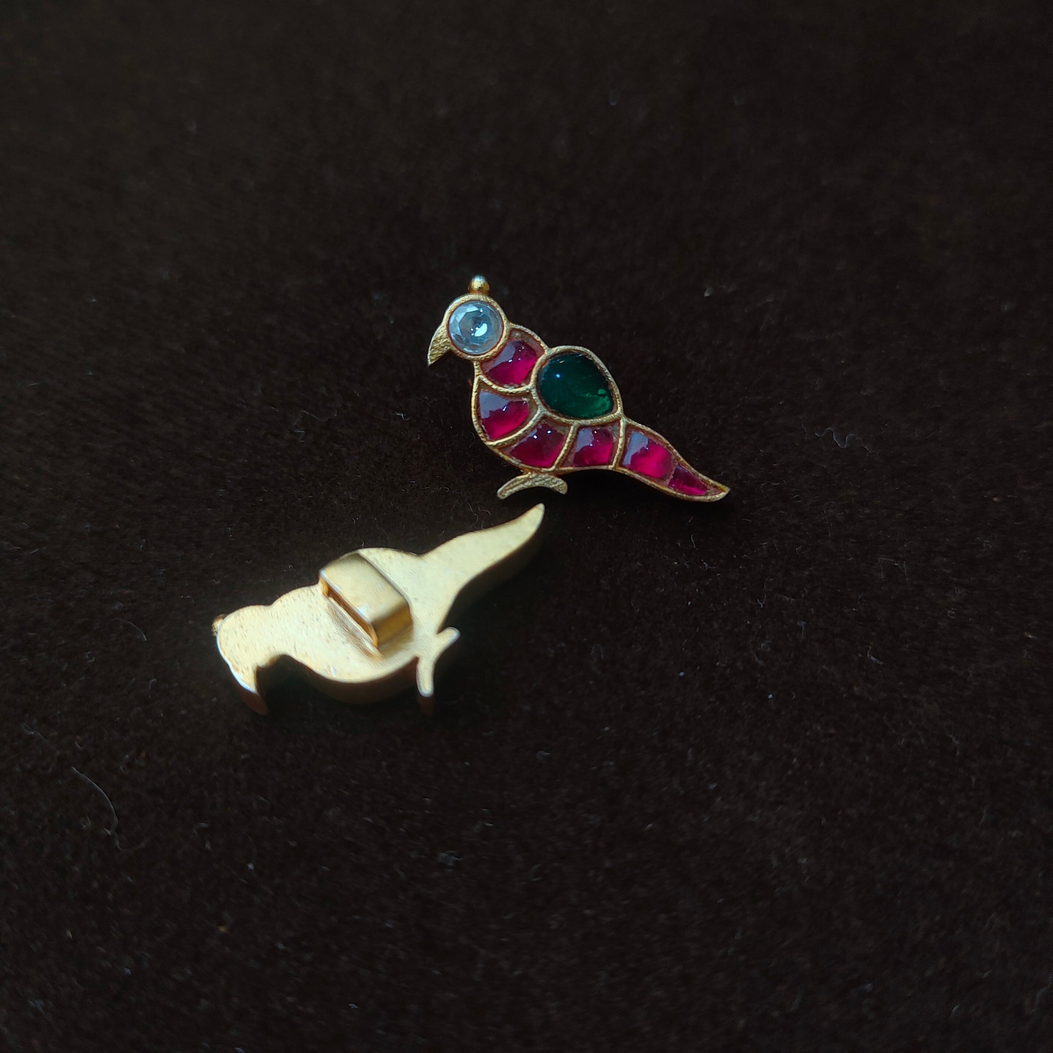 92.5 Silver Kundan Parrot Hair Mop-0045