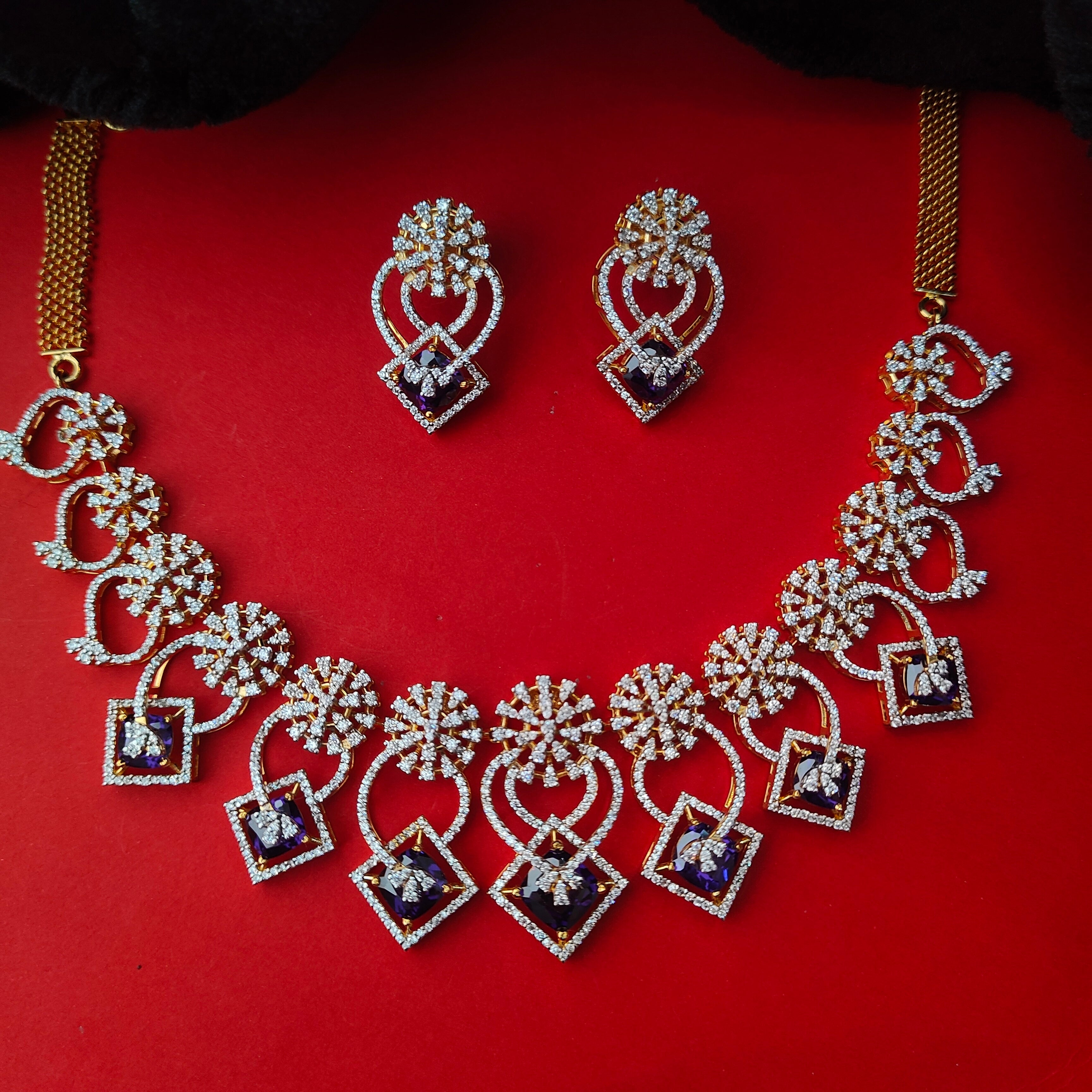 925 Silver Theia diamond look Necklace set- 0277