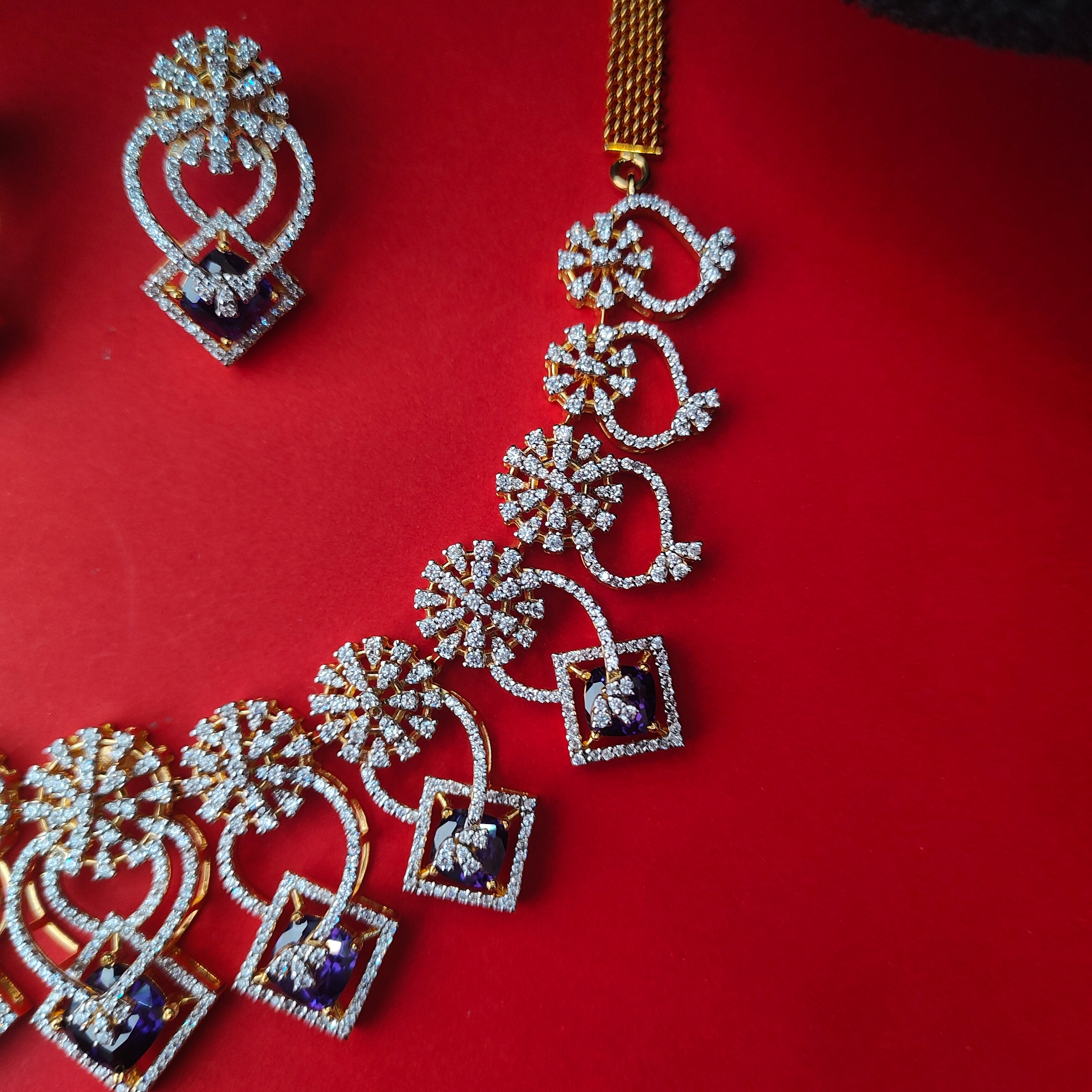 925 Silver Theia diamond look Necklace set- 0277