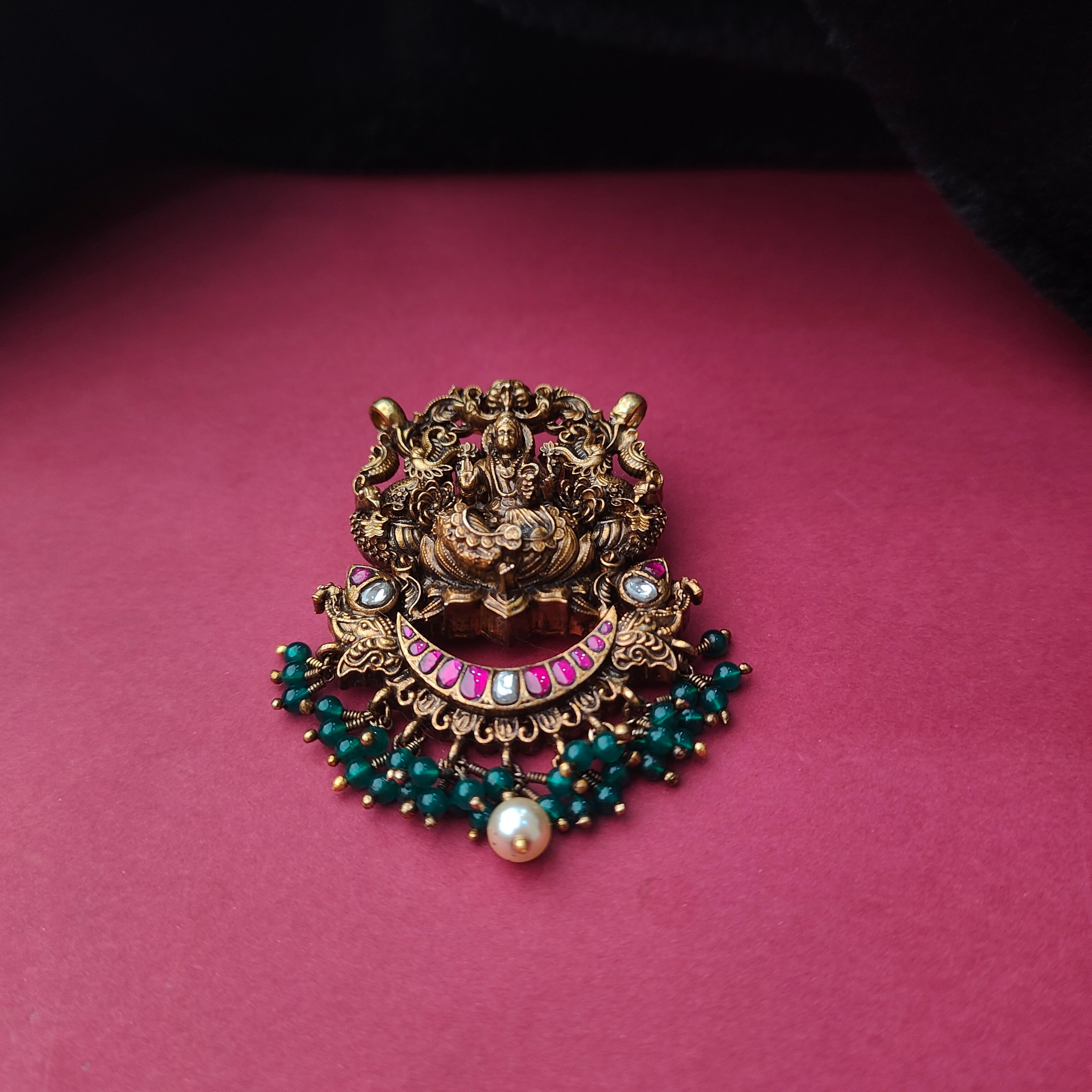 925 Silver Antique Lakshmi Pendant-0050