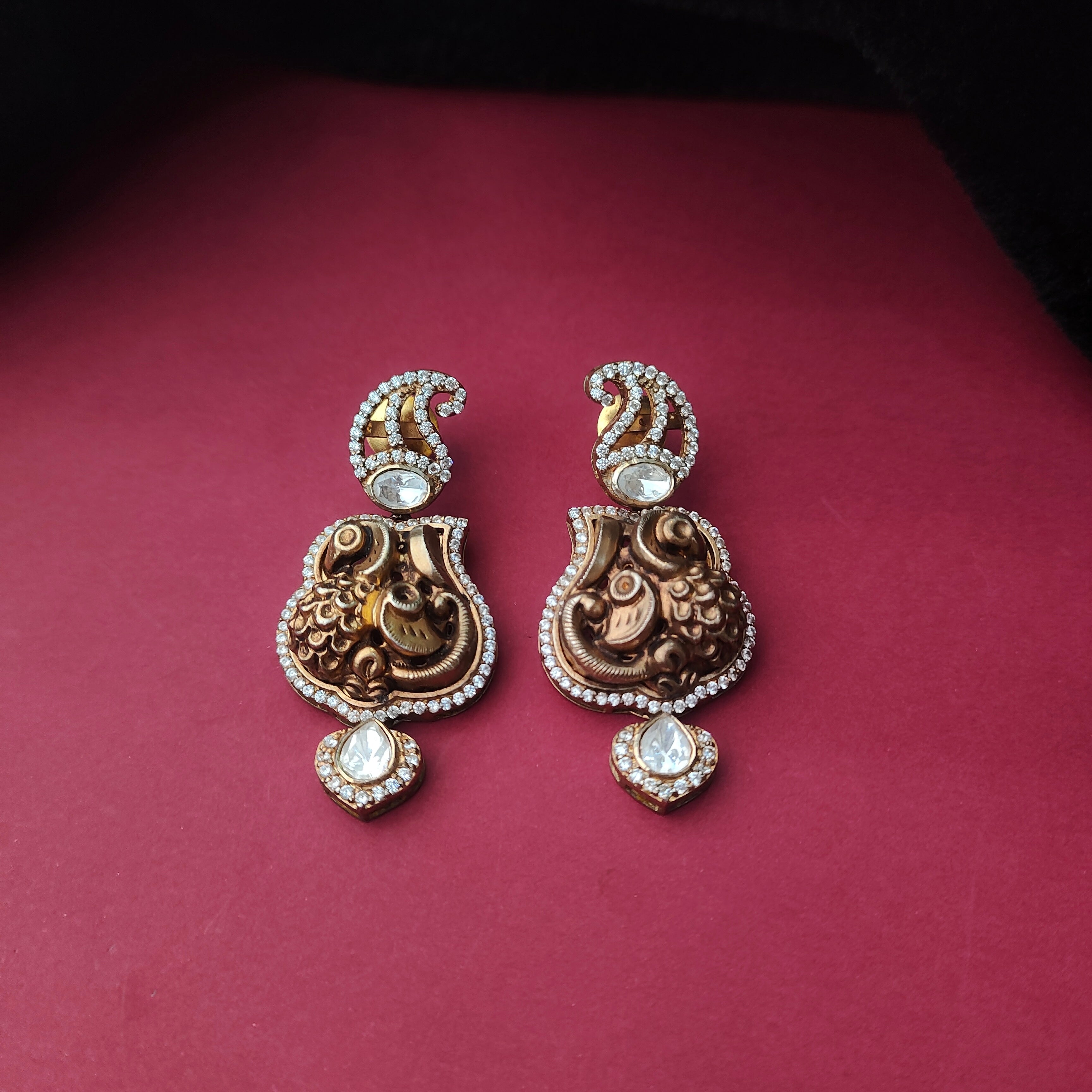 925 Silver Moissanite polki Chandbali- 008