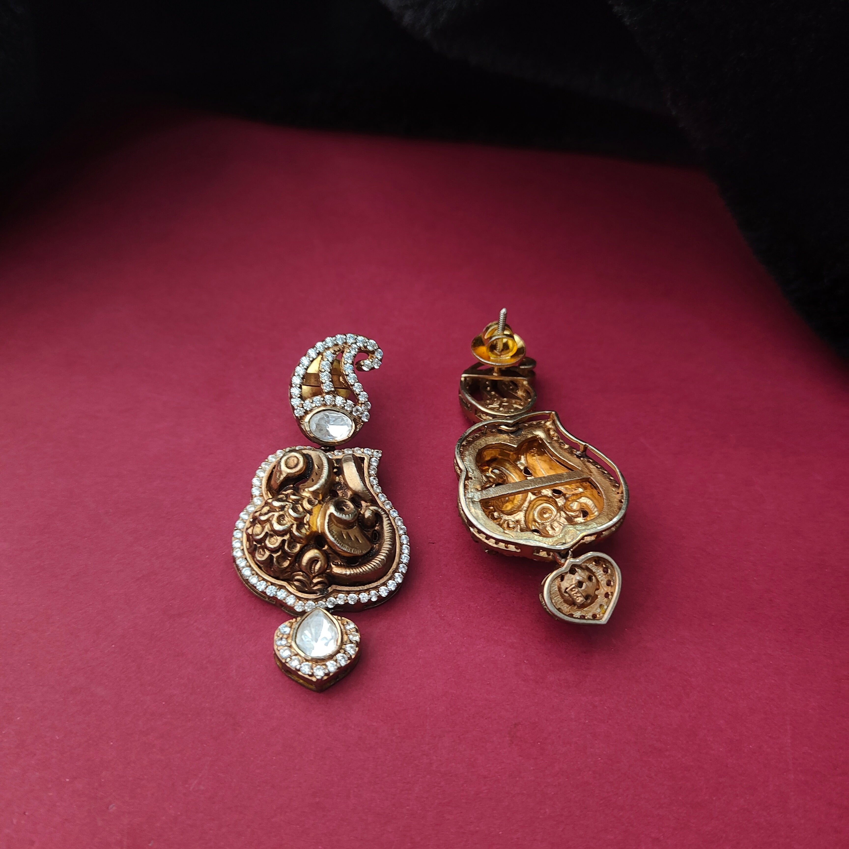 925 Silver Moissanite polki Chandbali- 008