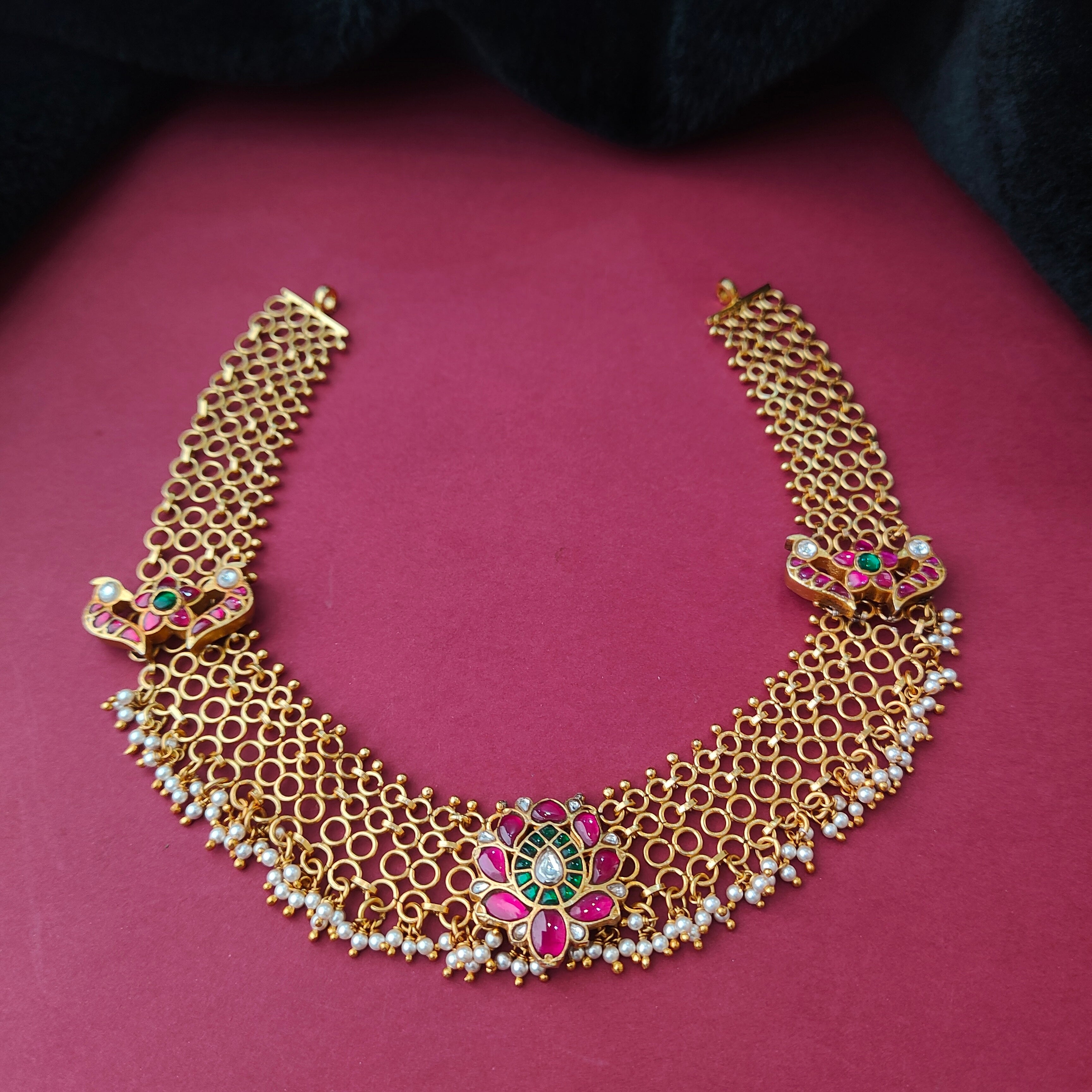 925 Silver Gold Plated Mesh Necklace - 0040