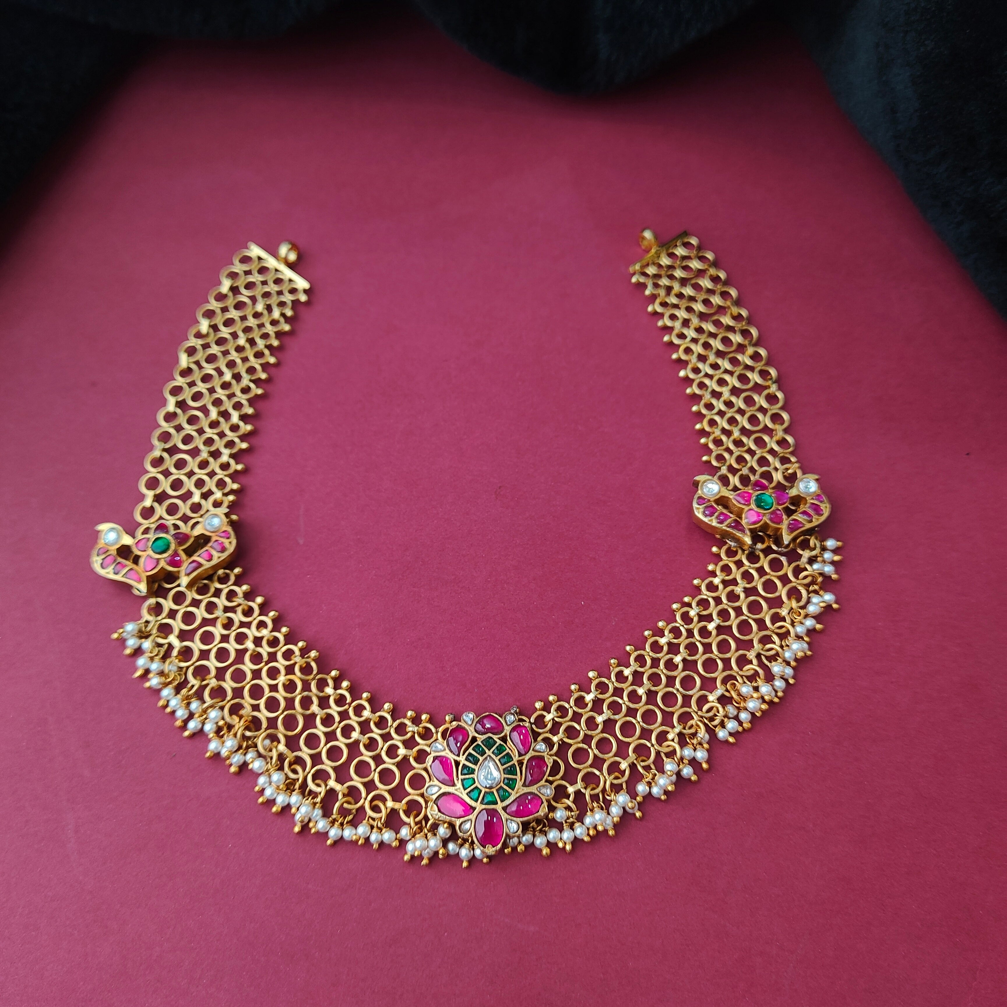 925 Silver Gold Plated Mesh Necklace - 0040