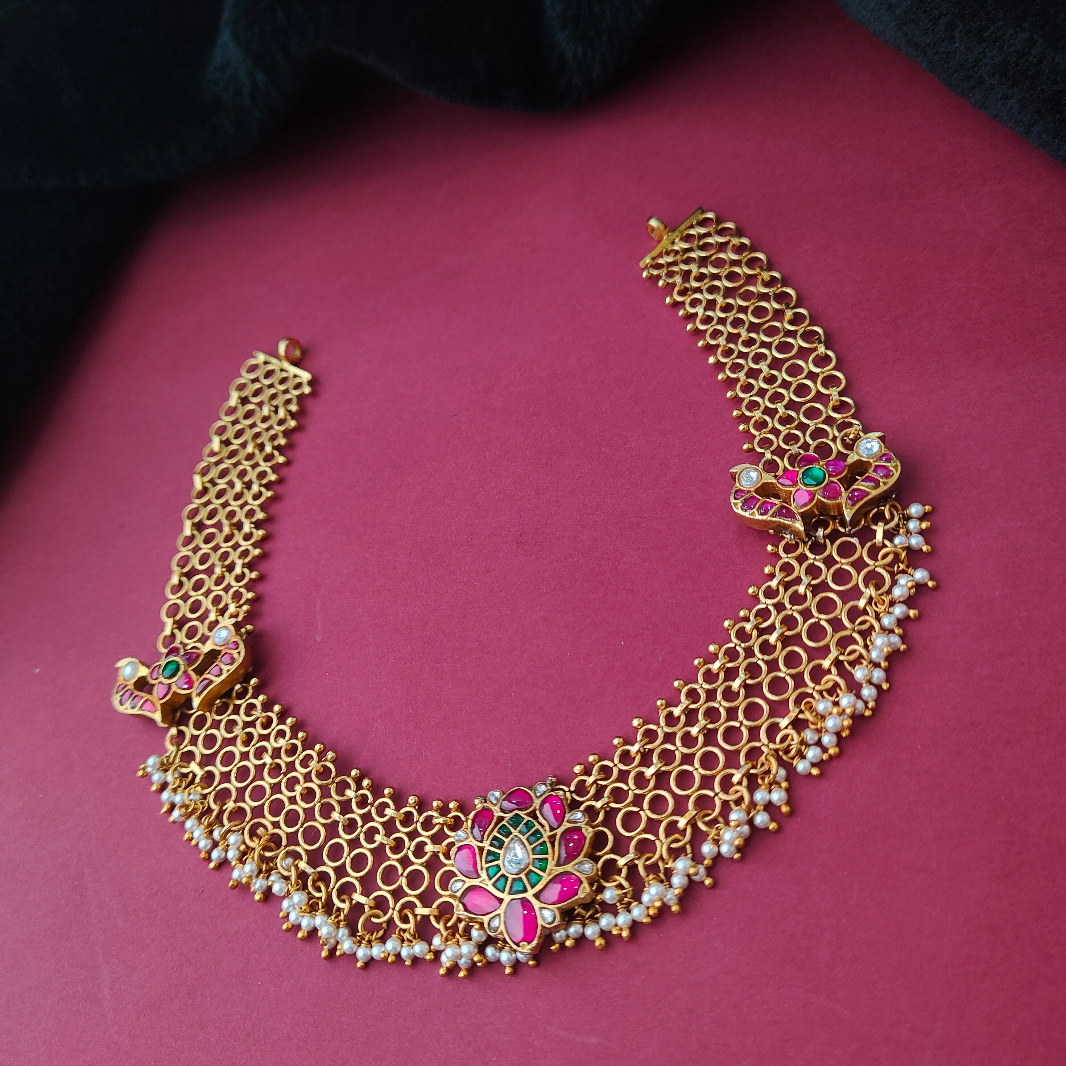 925 Silver Gold Plated Mesh Necklace - 0040