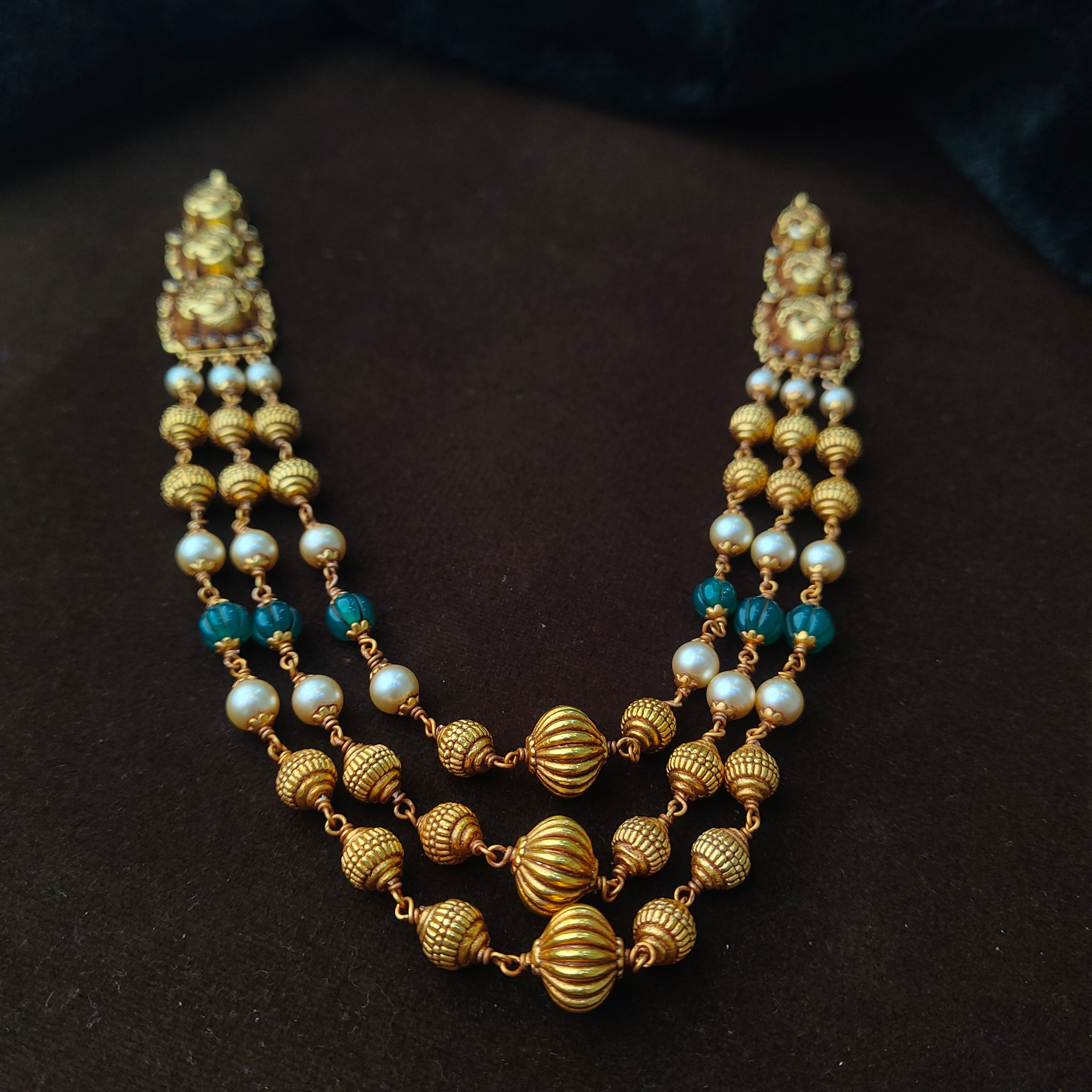 925 Silver Gold Plated Short Haram -0032