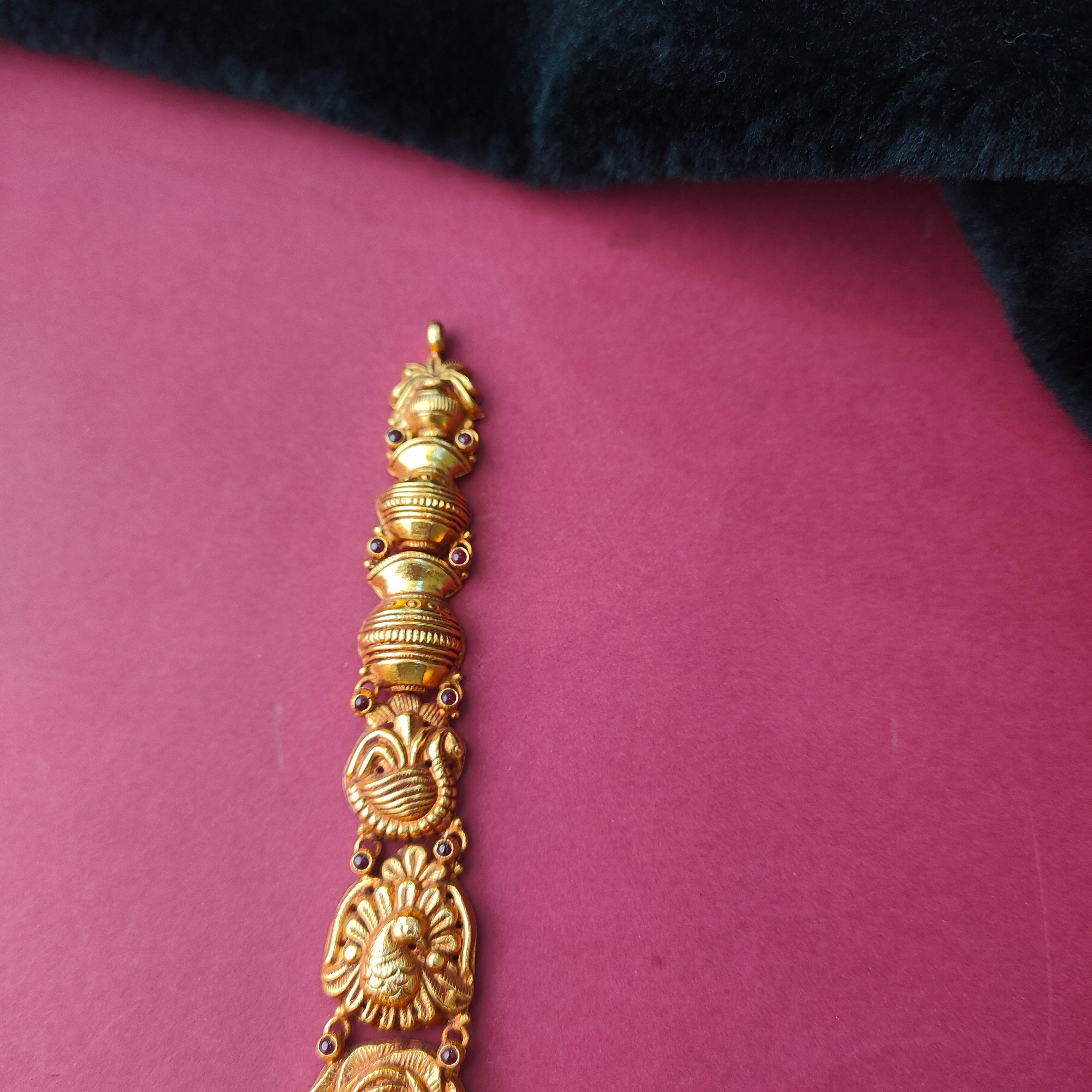 925 Silver Gold Plated Nakshi Haram-006