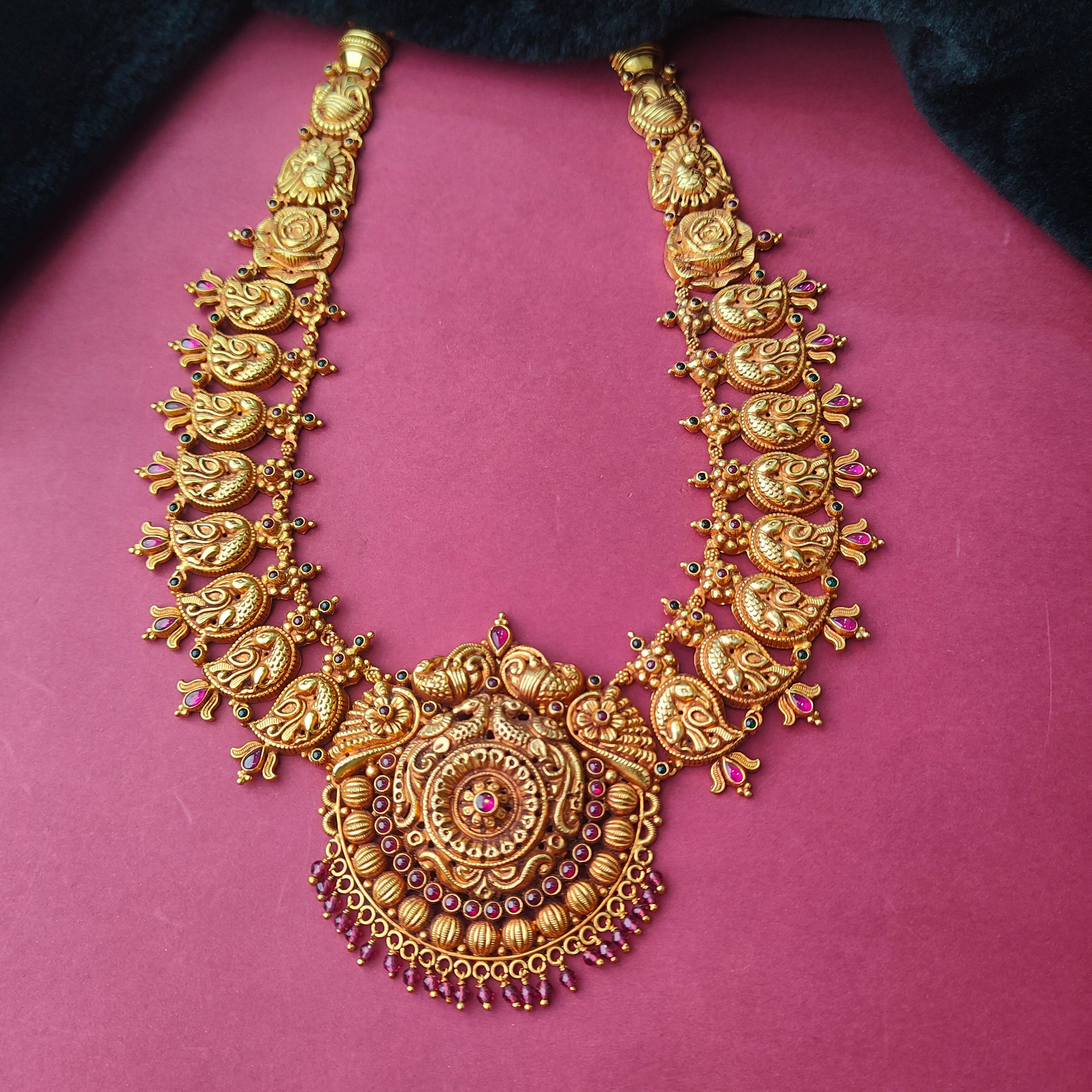 925 Silver Gold Plated Nakshi Haram-006