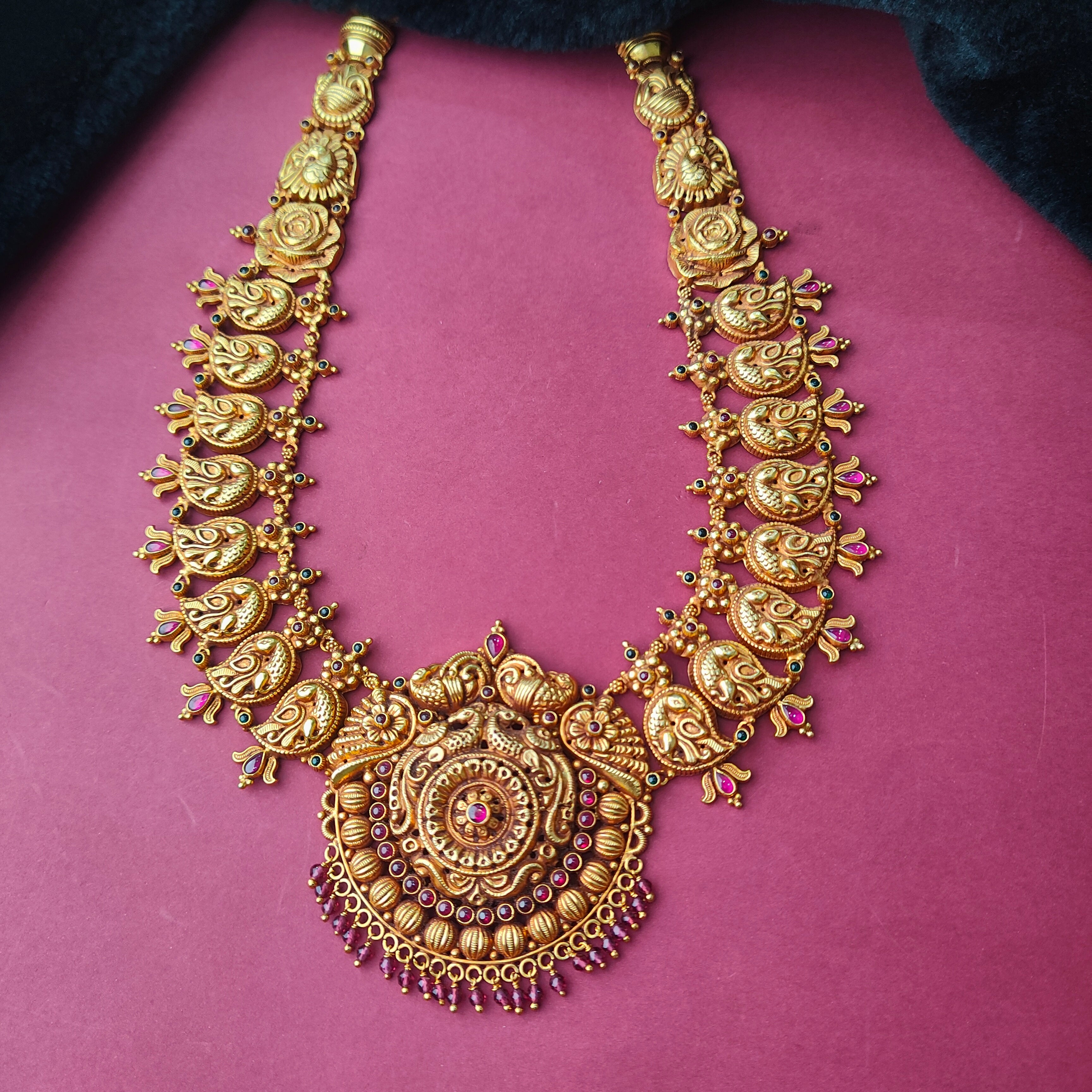 925 Silver Gold Plated Nakshi Haram-006