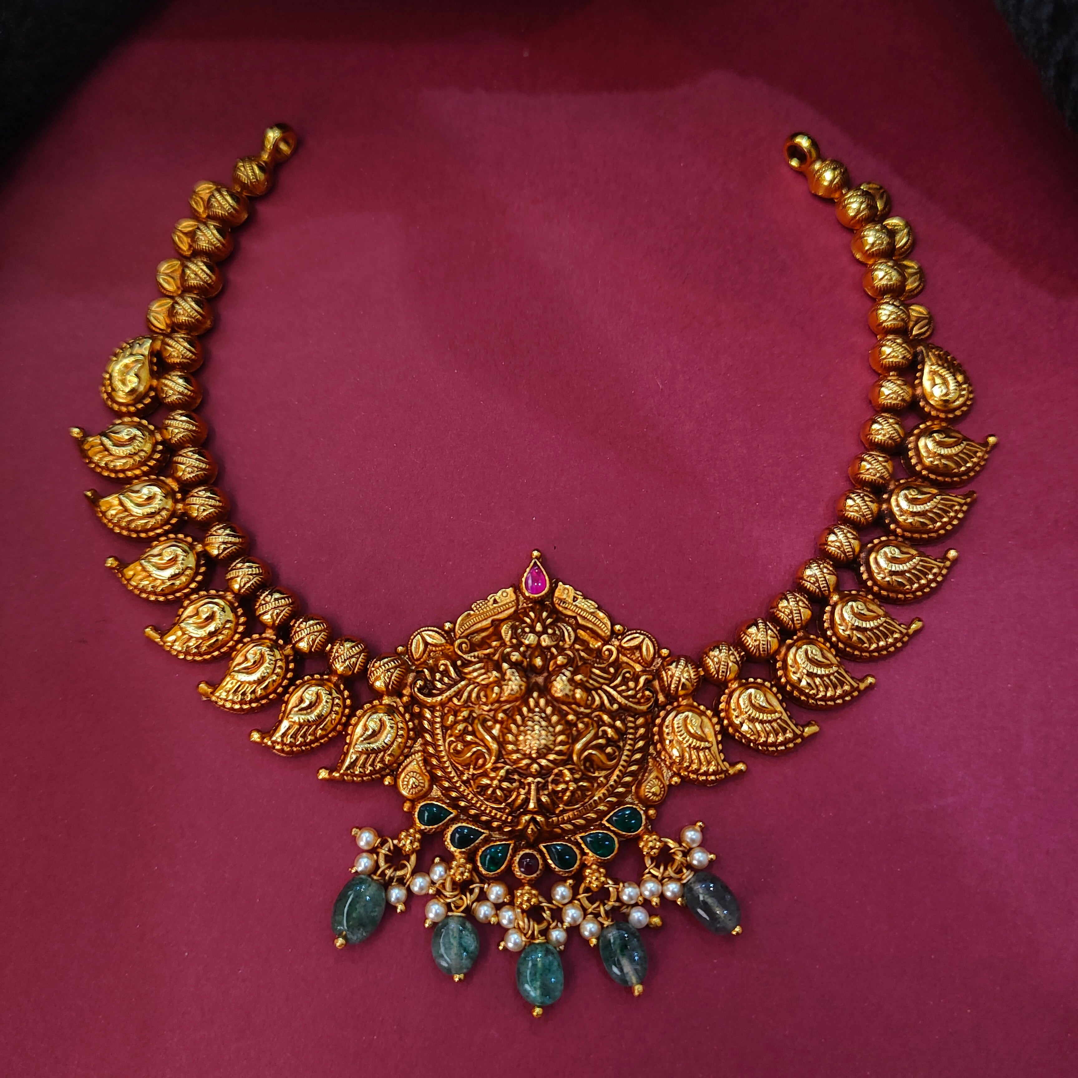 925 Silver Traditional Nakshi Mango Necklace -0016