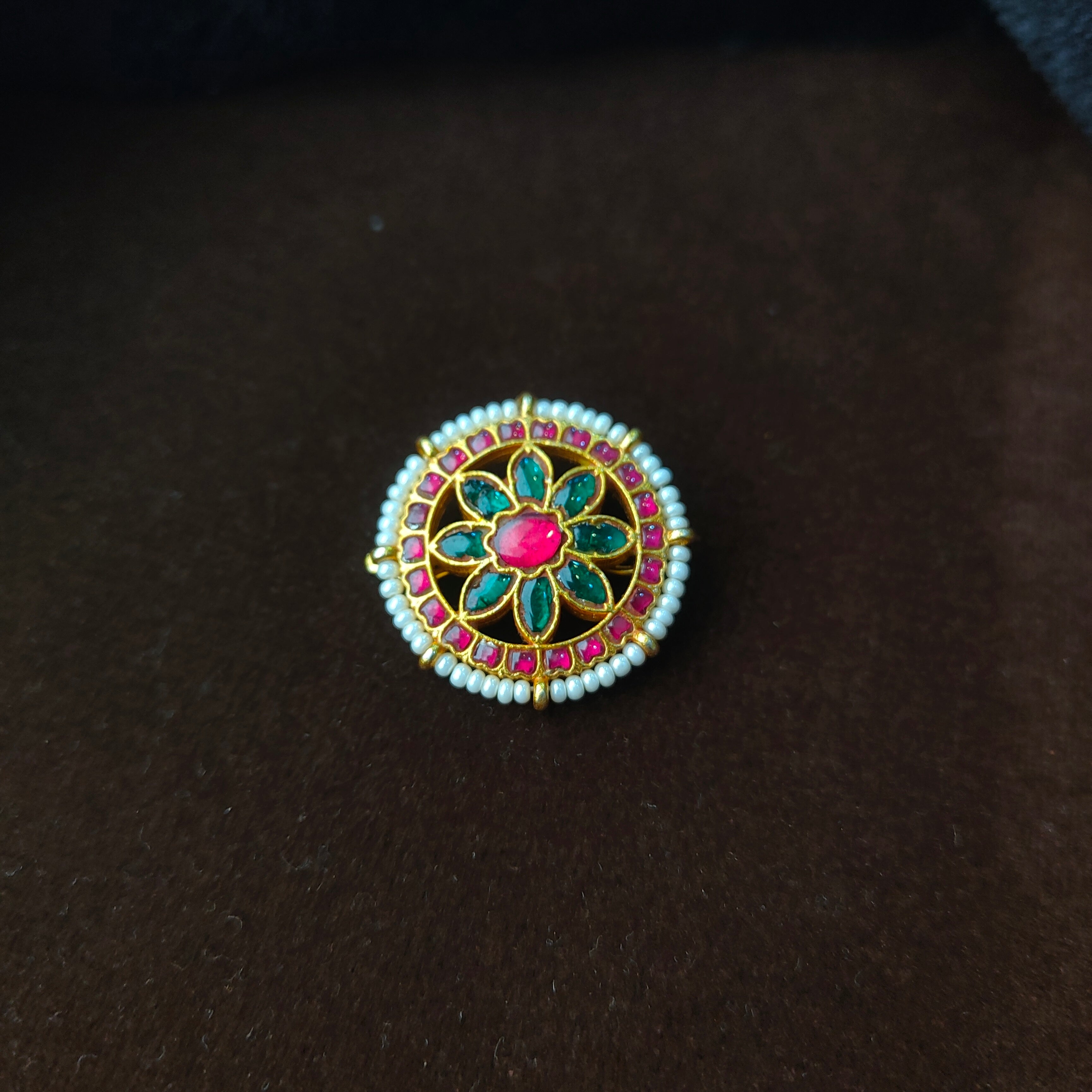 92.5 Silver Kundan Surya Hair Mop-009