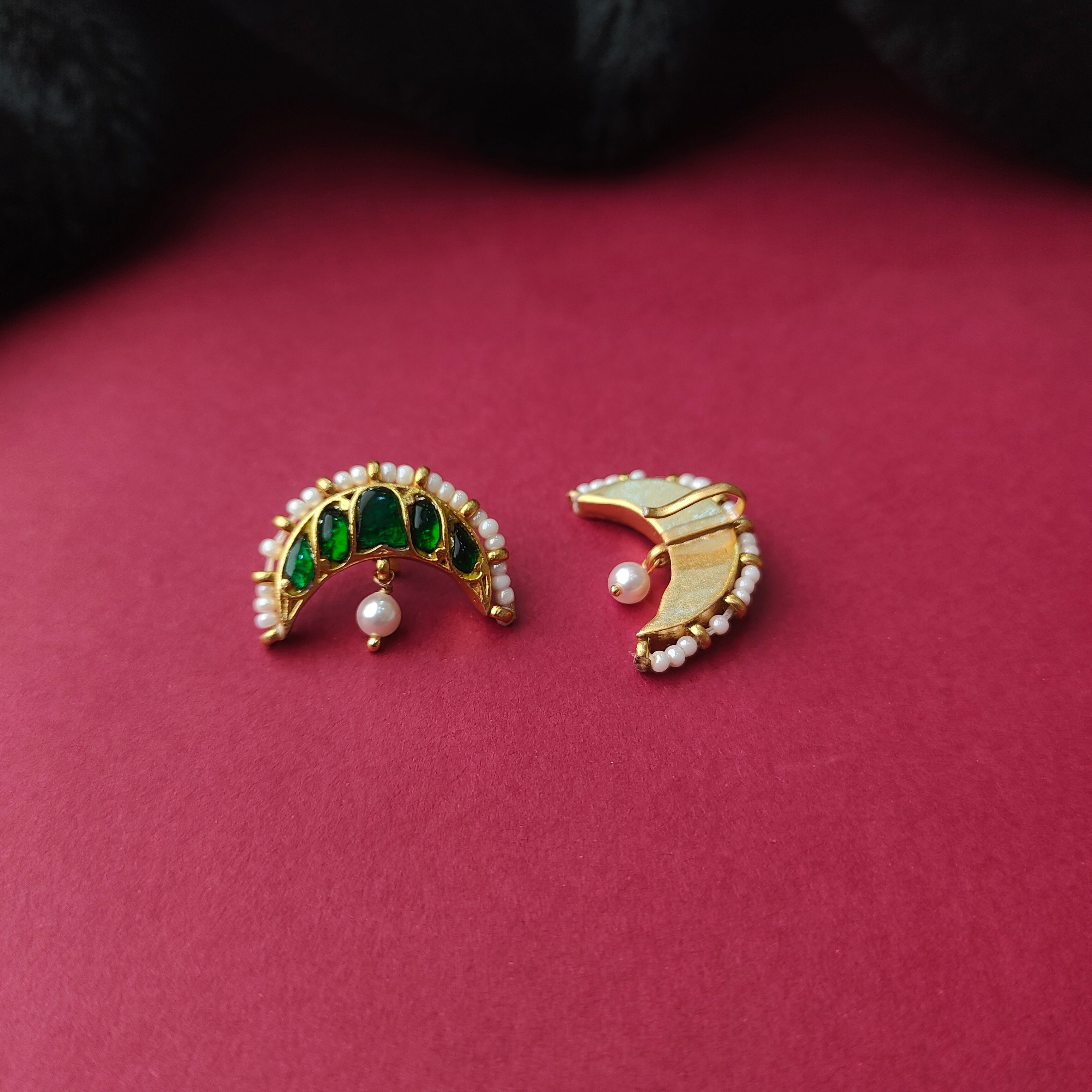 925 Silver Kundan press type Moon Bugadi -0046