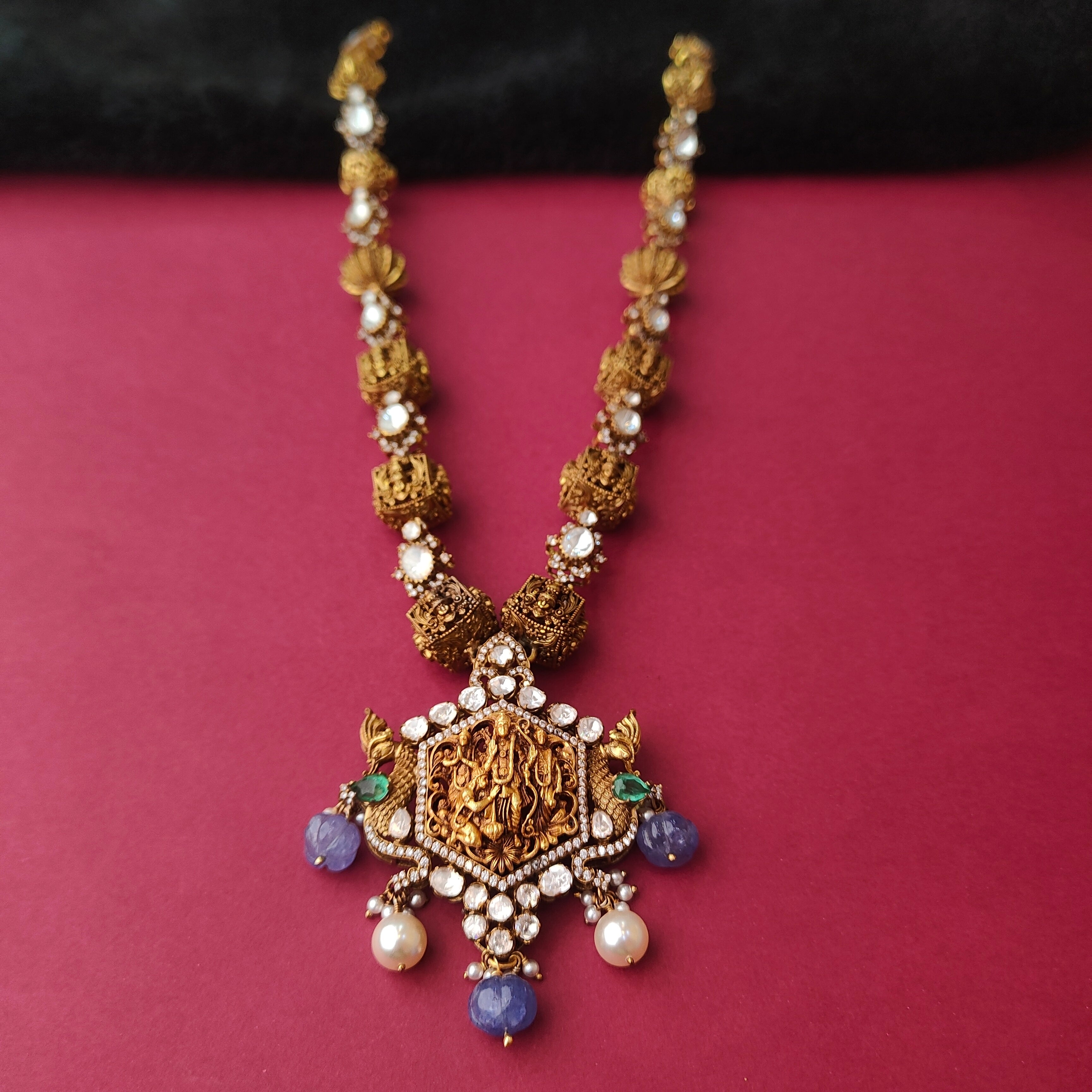 925 Silver Victorian Polki Nakshi Haram -0034