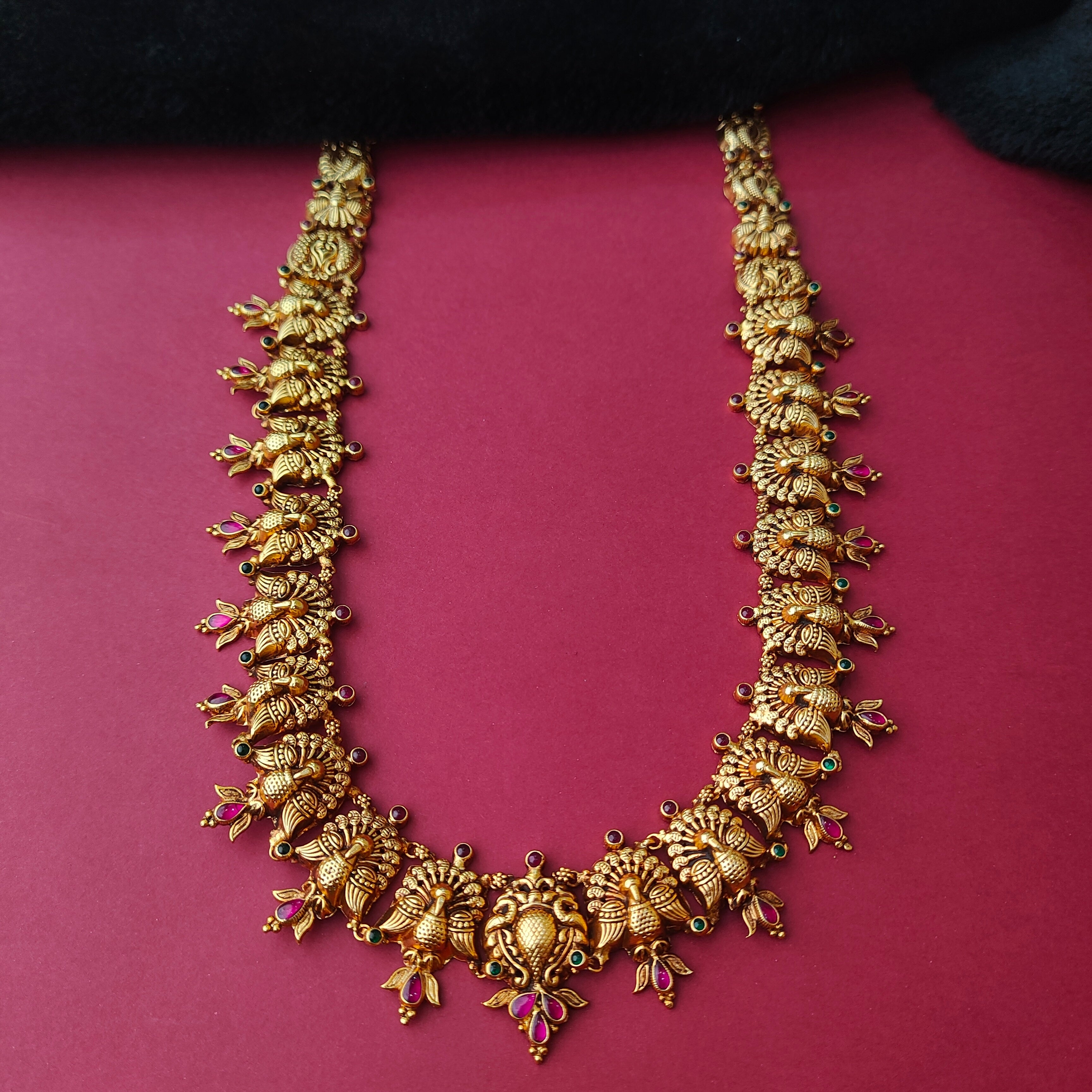 925 Silver Gold Plated Peacock Haram-0024