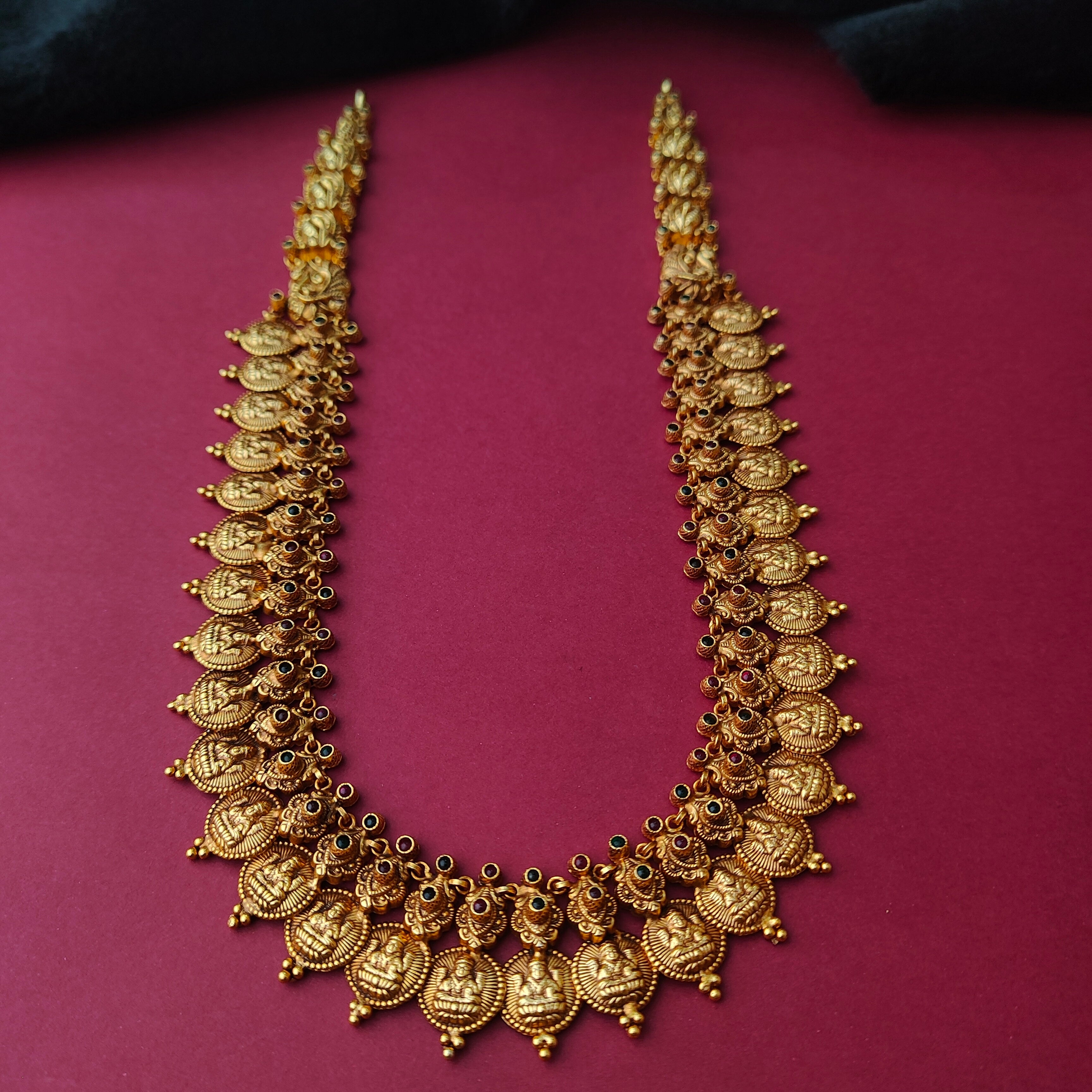 925 Silver Gold Plated Nakshi Coin Haram-0023